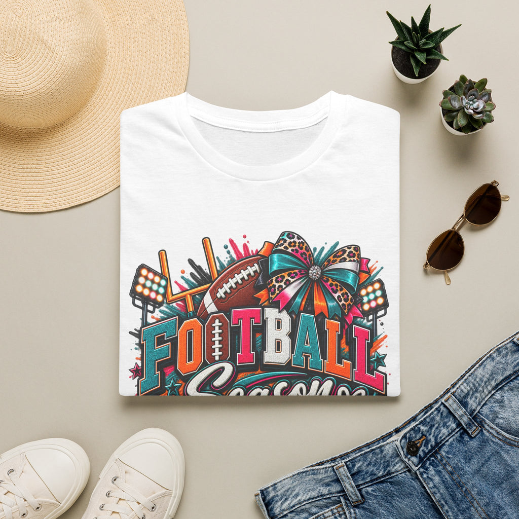 Football Season T-Shirt — Festive Cheer Bow & Leopard Print Game Day Tee