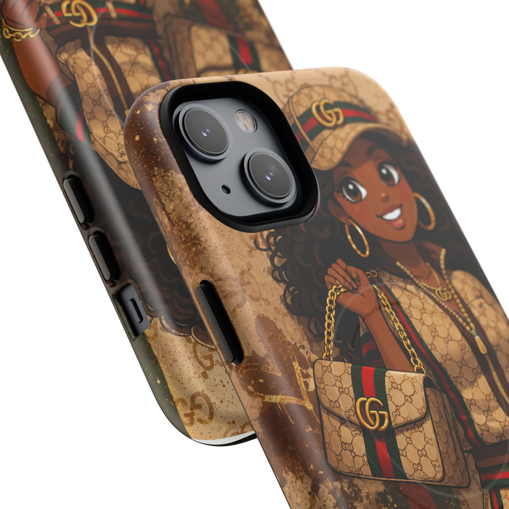 Luxury-Inspired Black Girl Phone Case — Stylish Magnetic Tough Case