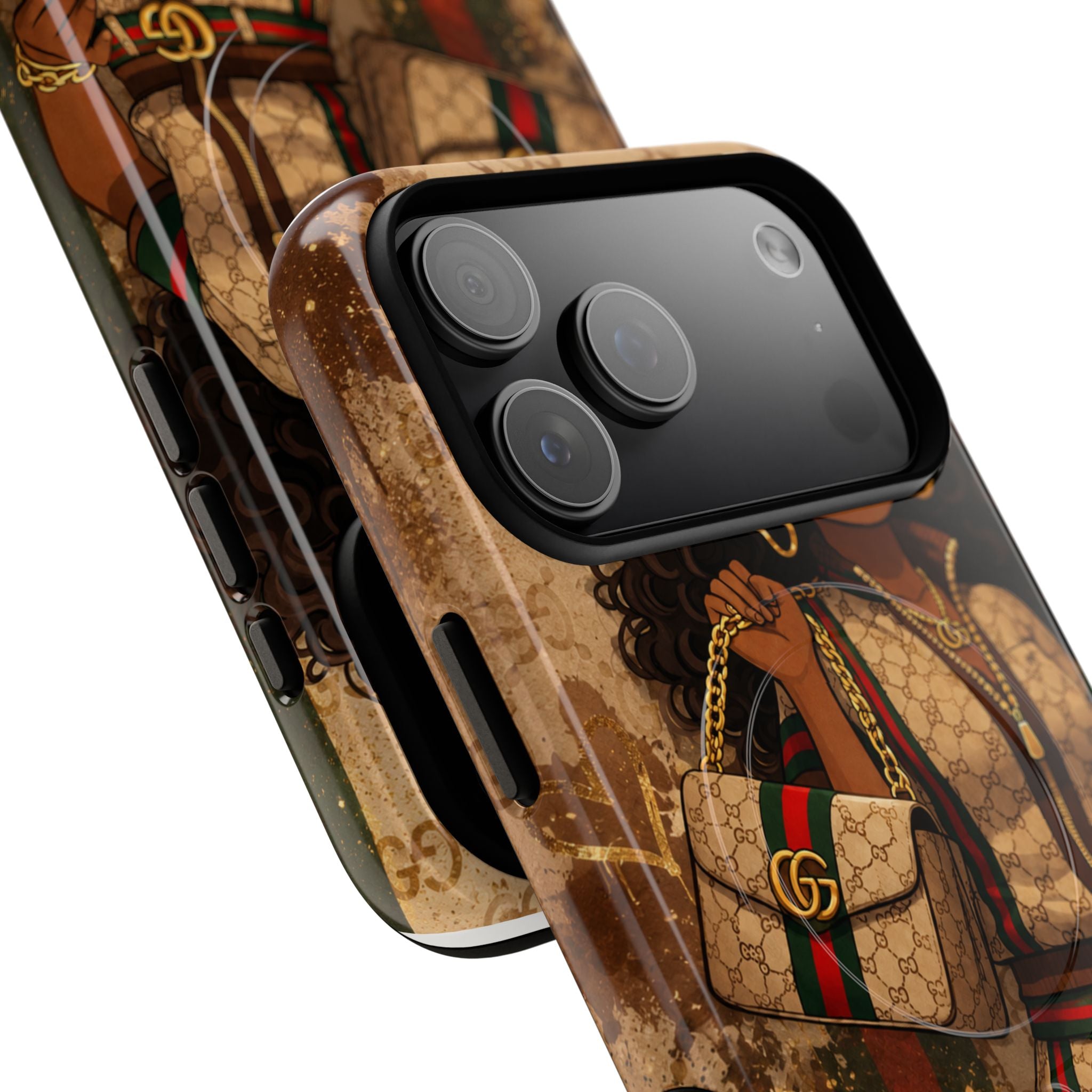 Luxury-Inspired Black Girl Phone Case — Stylish Magnetic Tough Case