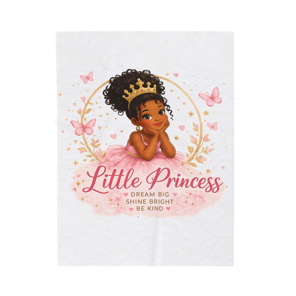 Velveteen Plush Blanket — "Little Princess" Soft Throw for Girls (Dream Big • Shine Bright • Be Kind)