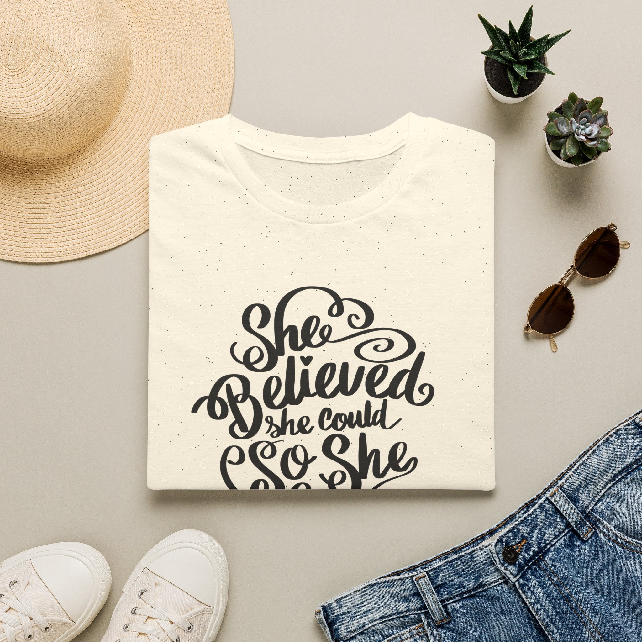 She Believed She Could T-Shirt — Inspirational Women’s Motivational Tee