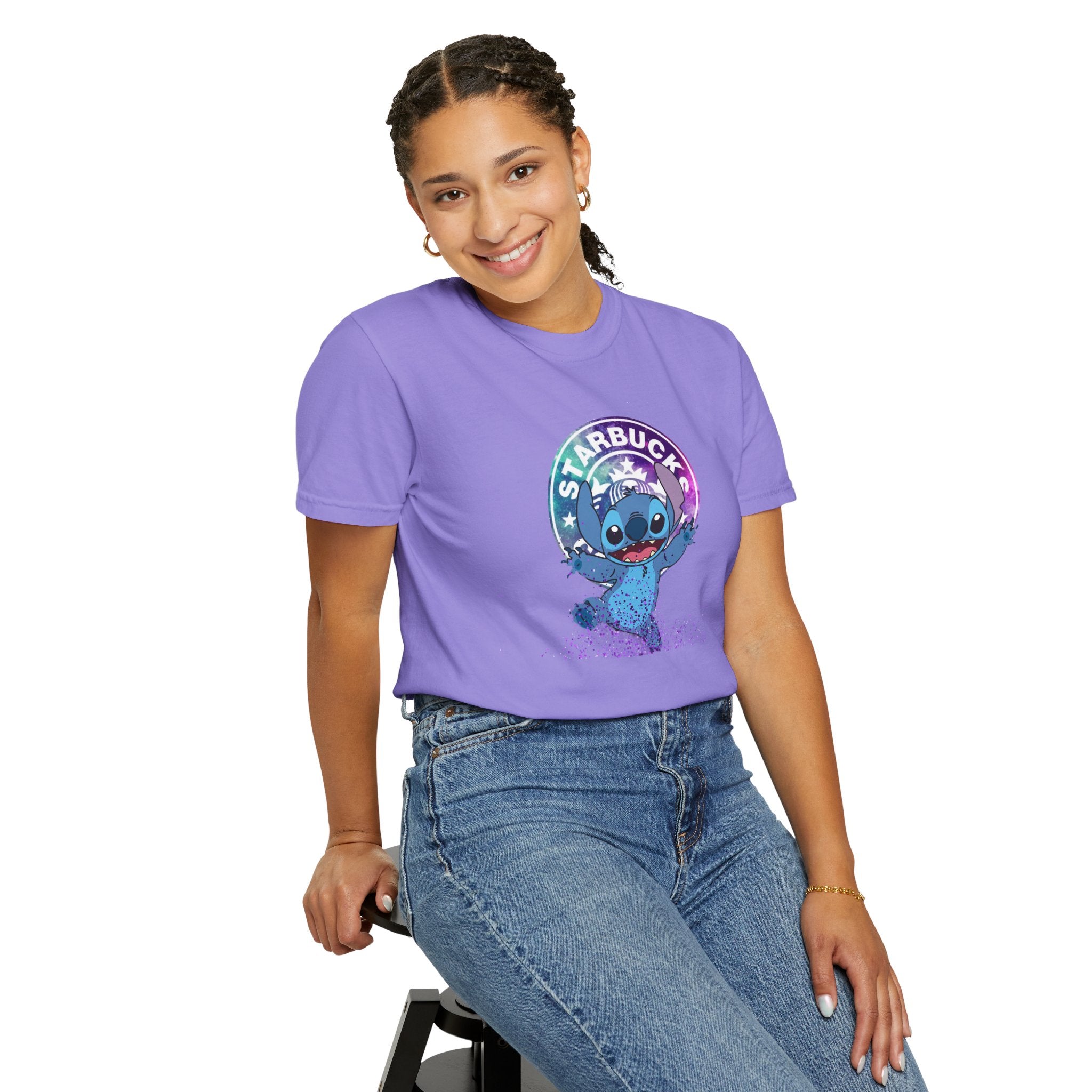 Stitch Coffee Logo Tee — Cute 'Starbucks' Inspired Cartoon T-Shirt