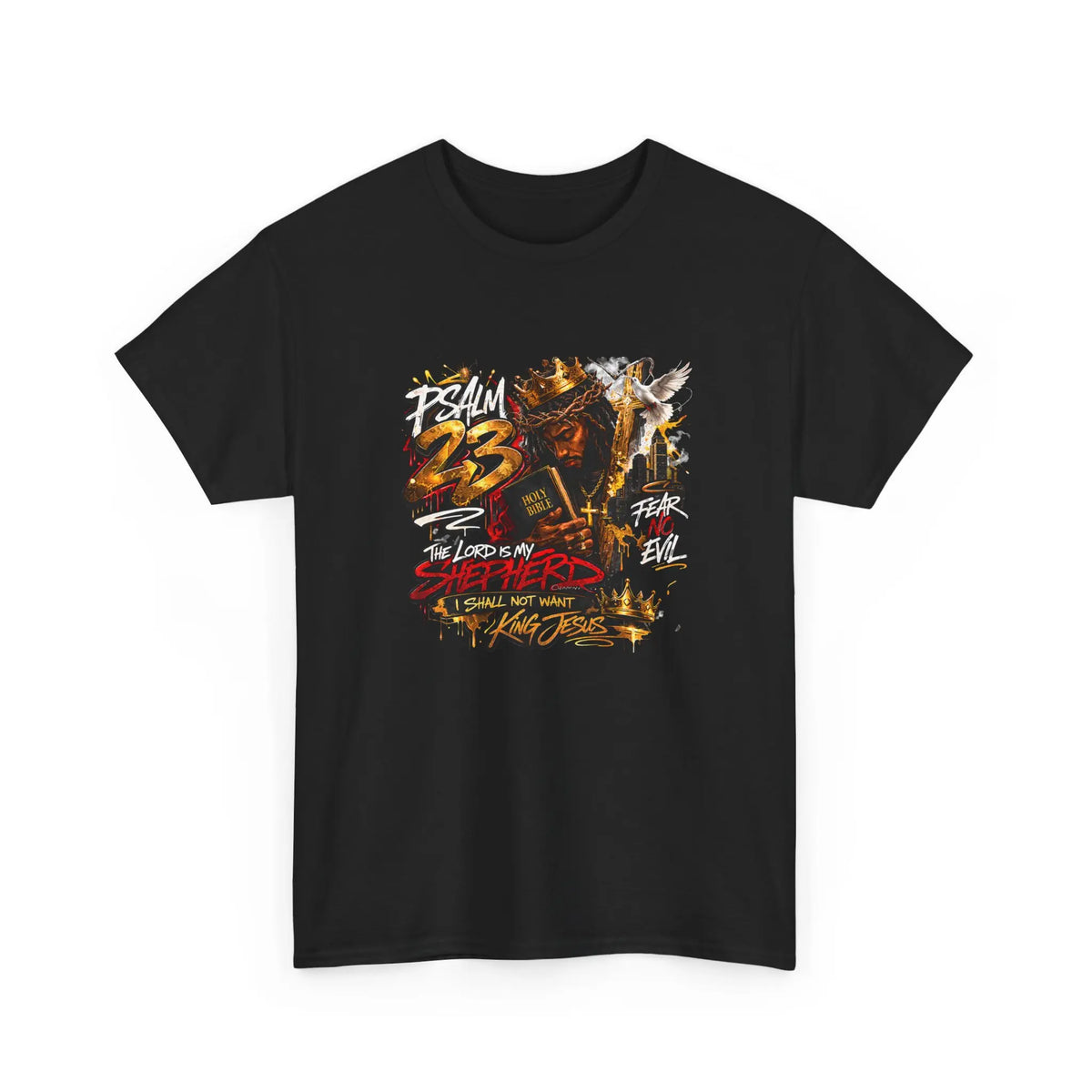 Psalm 23 Knight Christian T-Shirt | Dark Streetwear Faith Graphic Tee Gift