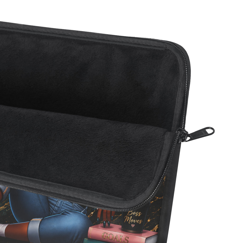 Focused Confident Unstoppable Laptop Sleeve | Afro Girl Scholar Illustration
