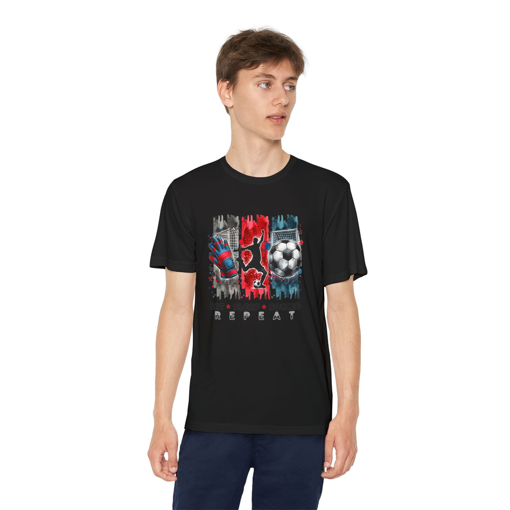 Youth Soccer Tee - "Eat • Sleep • Soccer • Repeat" Graphic