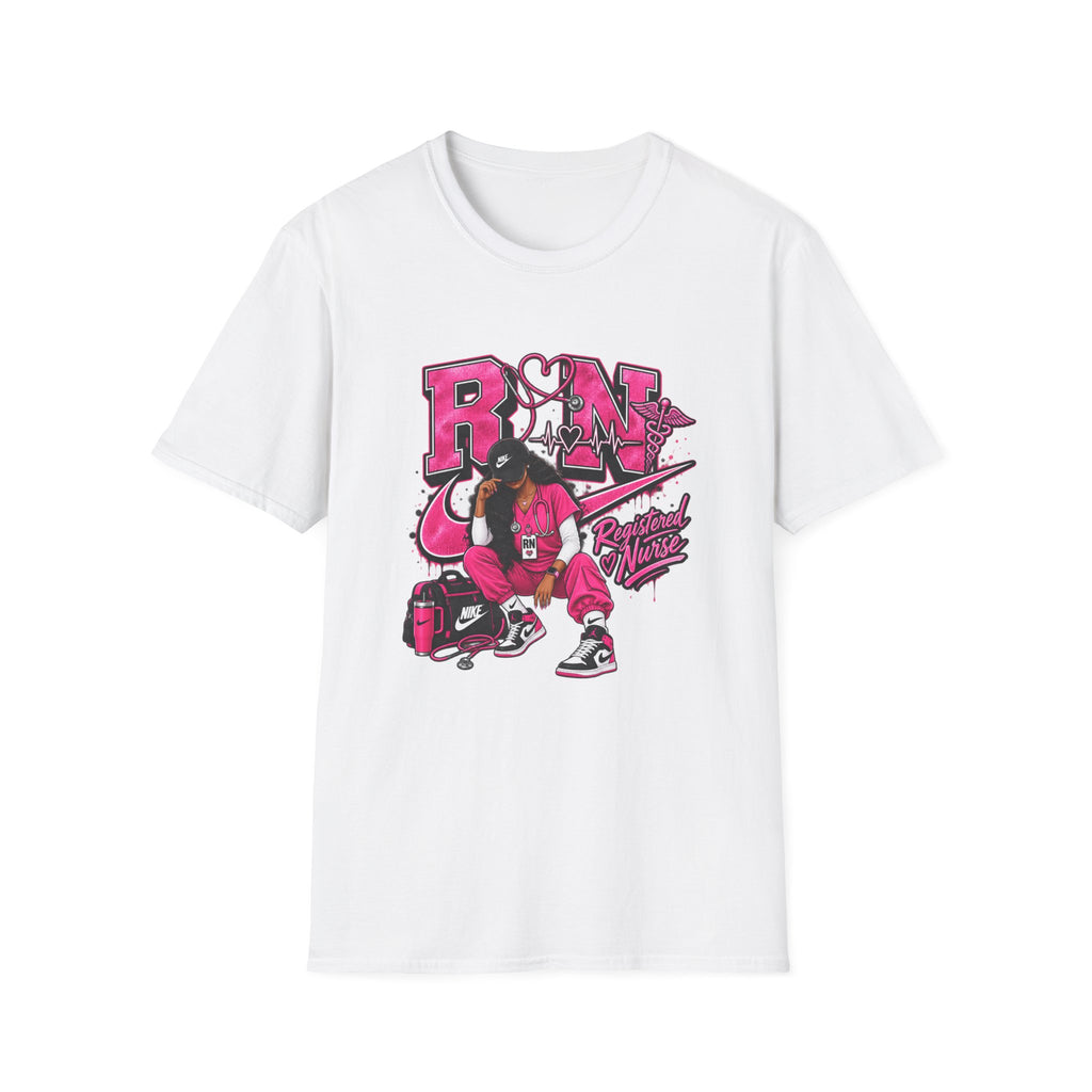 RN Nurse Graphic T-Shirt — Pink Registered Nurse Heartbeat Tee