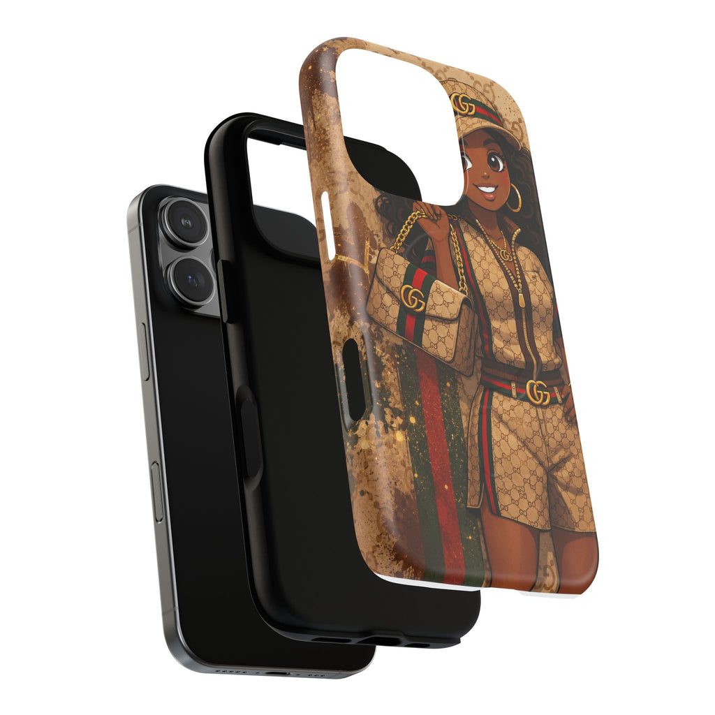 Luxury-Inspired Black Girl Phone Case — Stylish Magnetic Tough Case