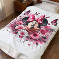 Minnie Mouse Pink Floral Velveteen Plush Blanket — Cozy Disney Throw for Girls & Kids
