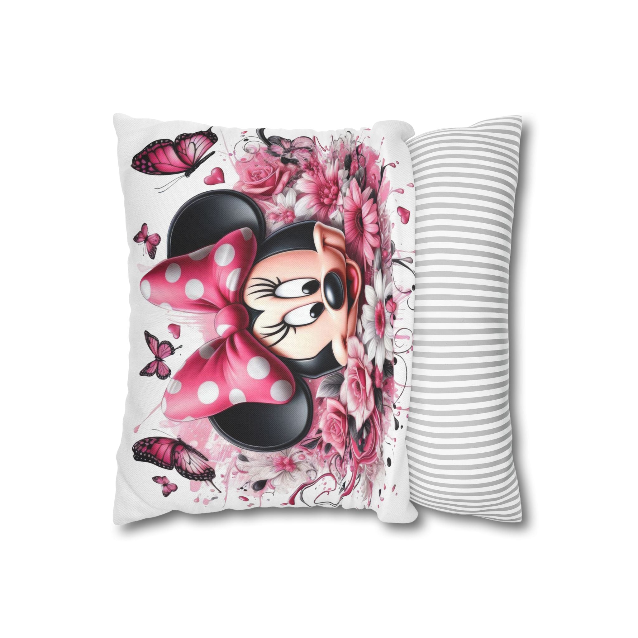 Minnie Mouse Pink Floral Decorative Pillowcase