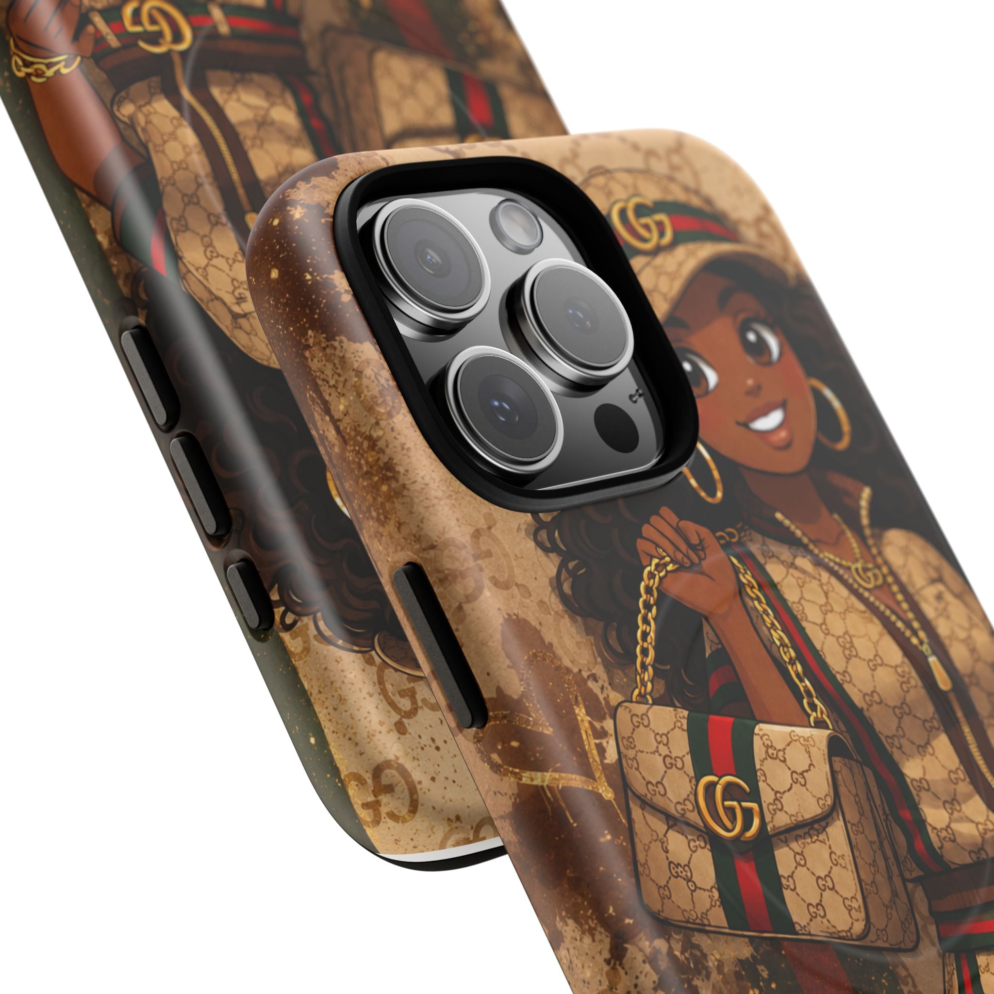 Luxury-Inspired Black Girl Phone Case — Stylish Magnetic Tough Case