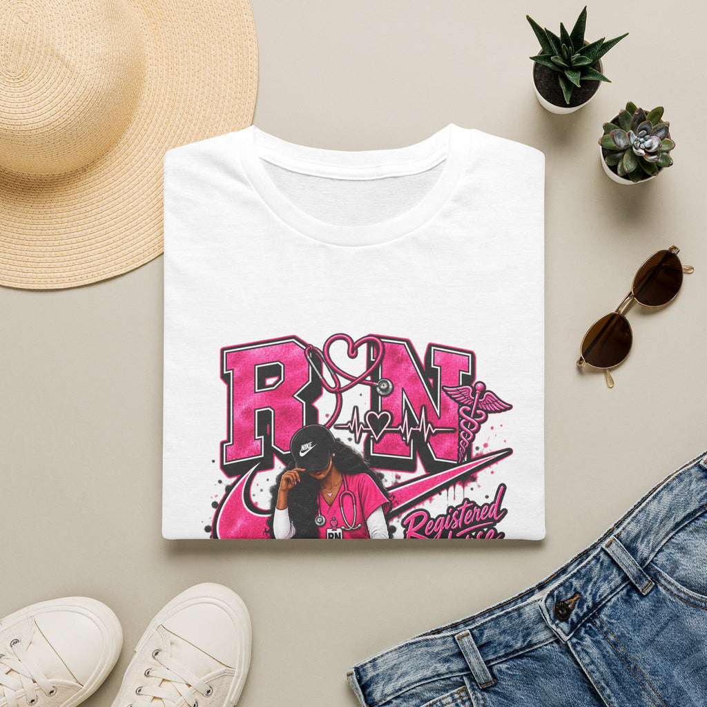 RN Nurse Graphic T-Shirt — Pink Registered Nurse Heartbeat Tee