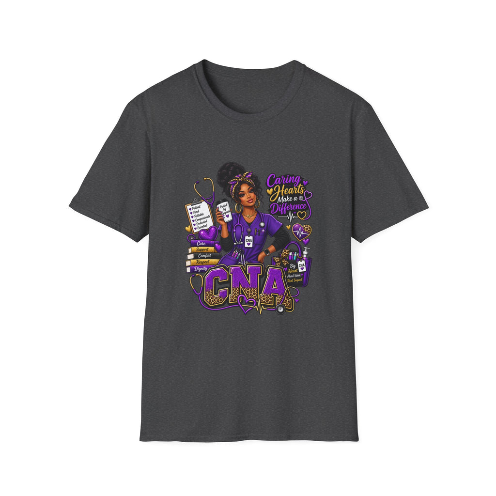 Caring Hearts Make a Difference CNA T-Shirt — Proud Nurse Aide Gift