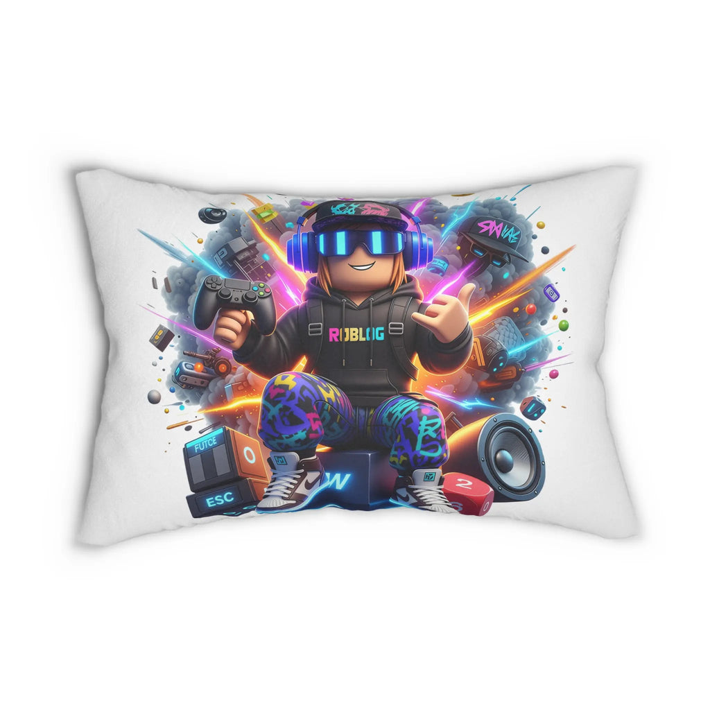 Roblox Gamer Lumbar Pillow | Neon Controller Gaming Room Decor for Kids
