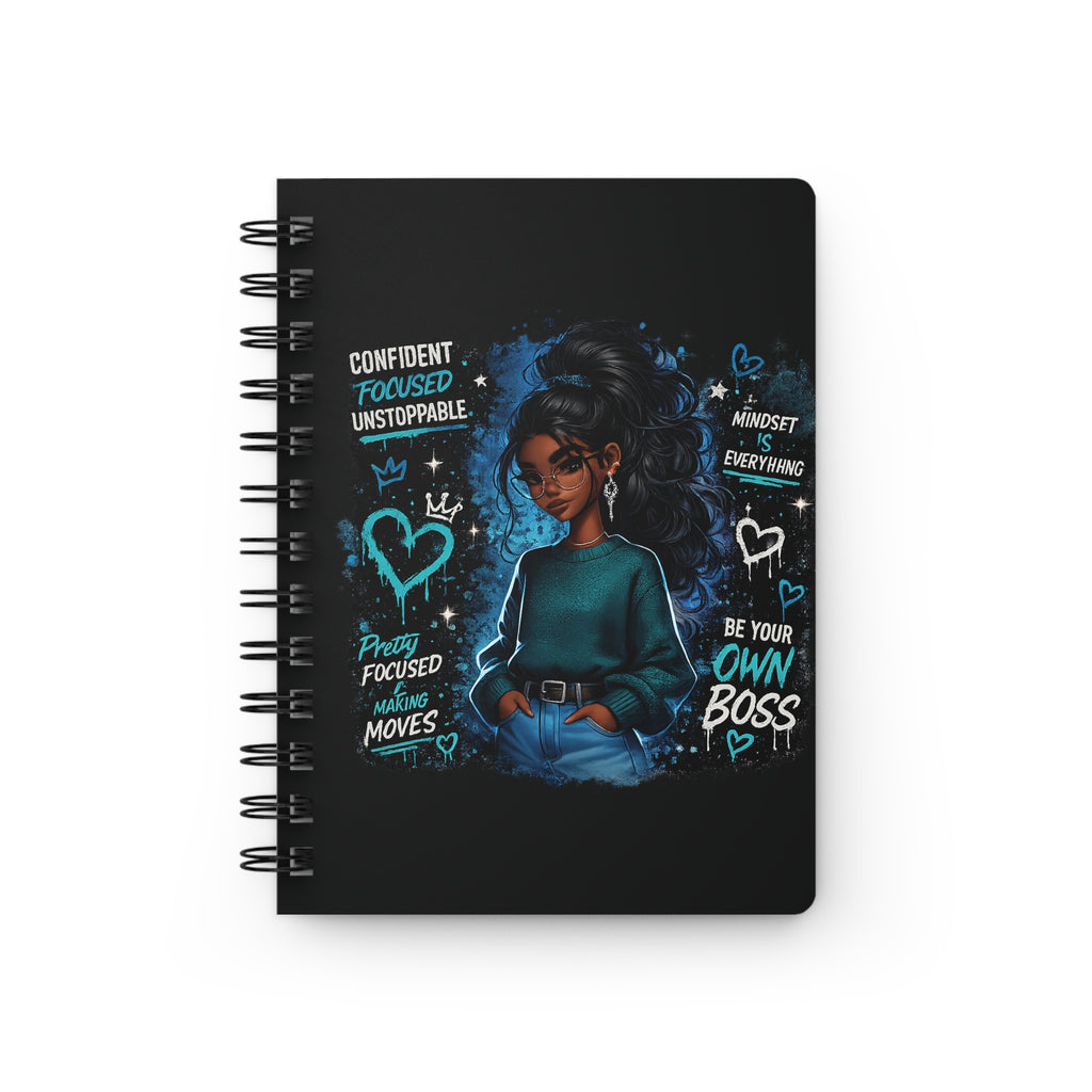 Empowered Black Girl Spiral Journal — "Be Your Own Boss" Inspirational Notebook