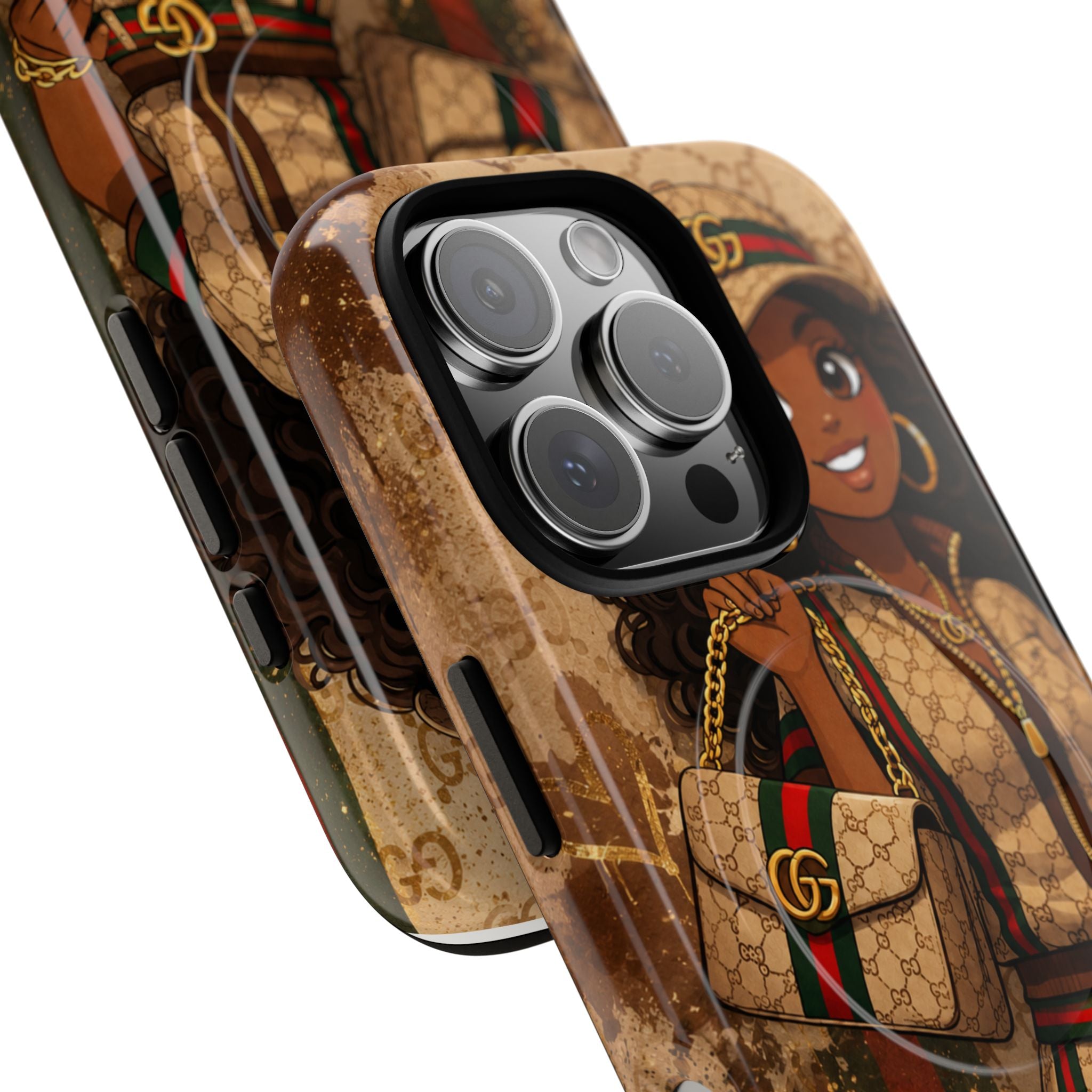 Luxury-Inspired Black Girl Phone Case — Stylish Magnetic Tough Case