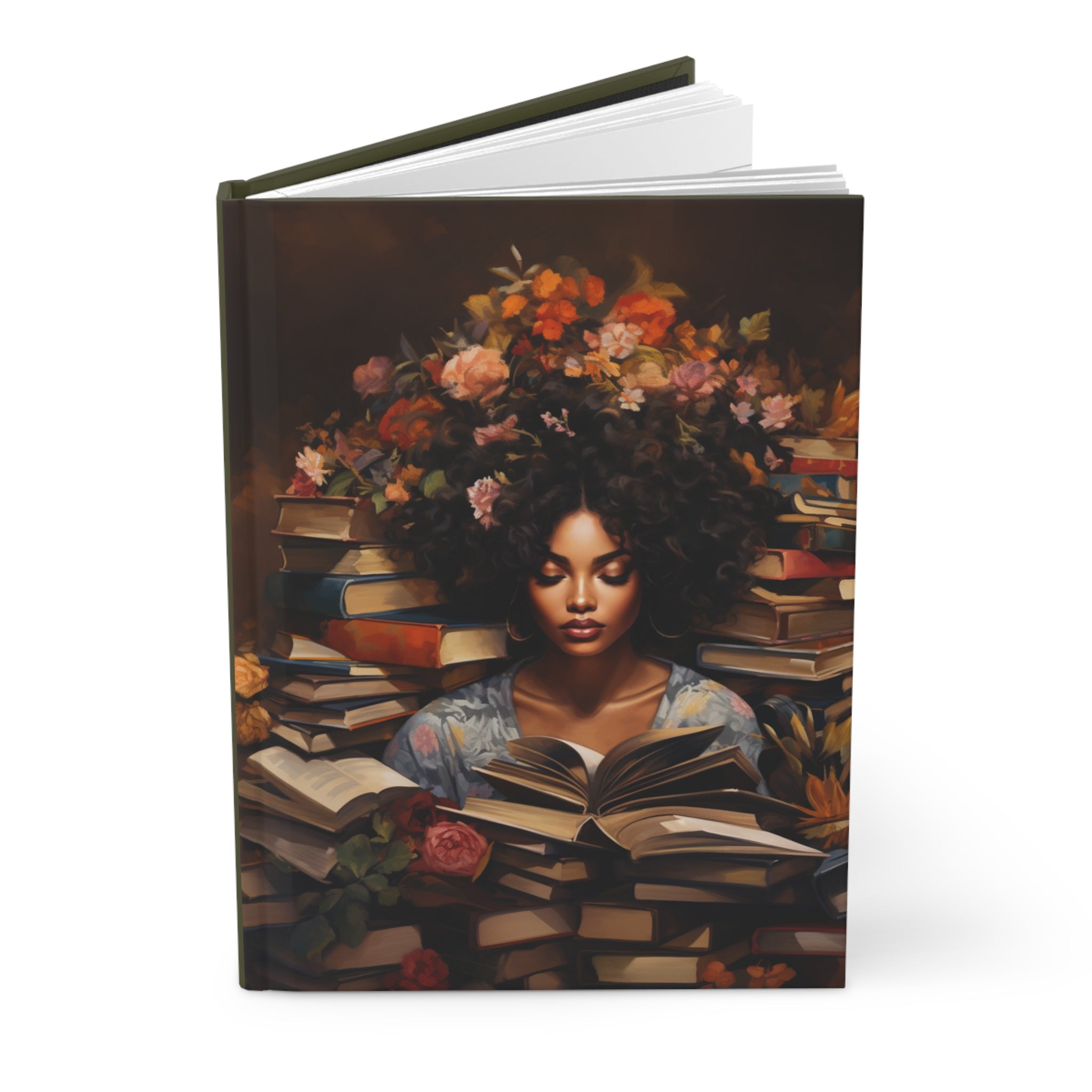 Floral Reader Hardcover Journal — Inspirational Portrait Notebook for Writers & Book Lovers
