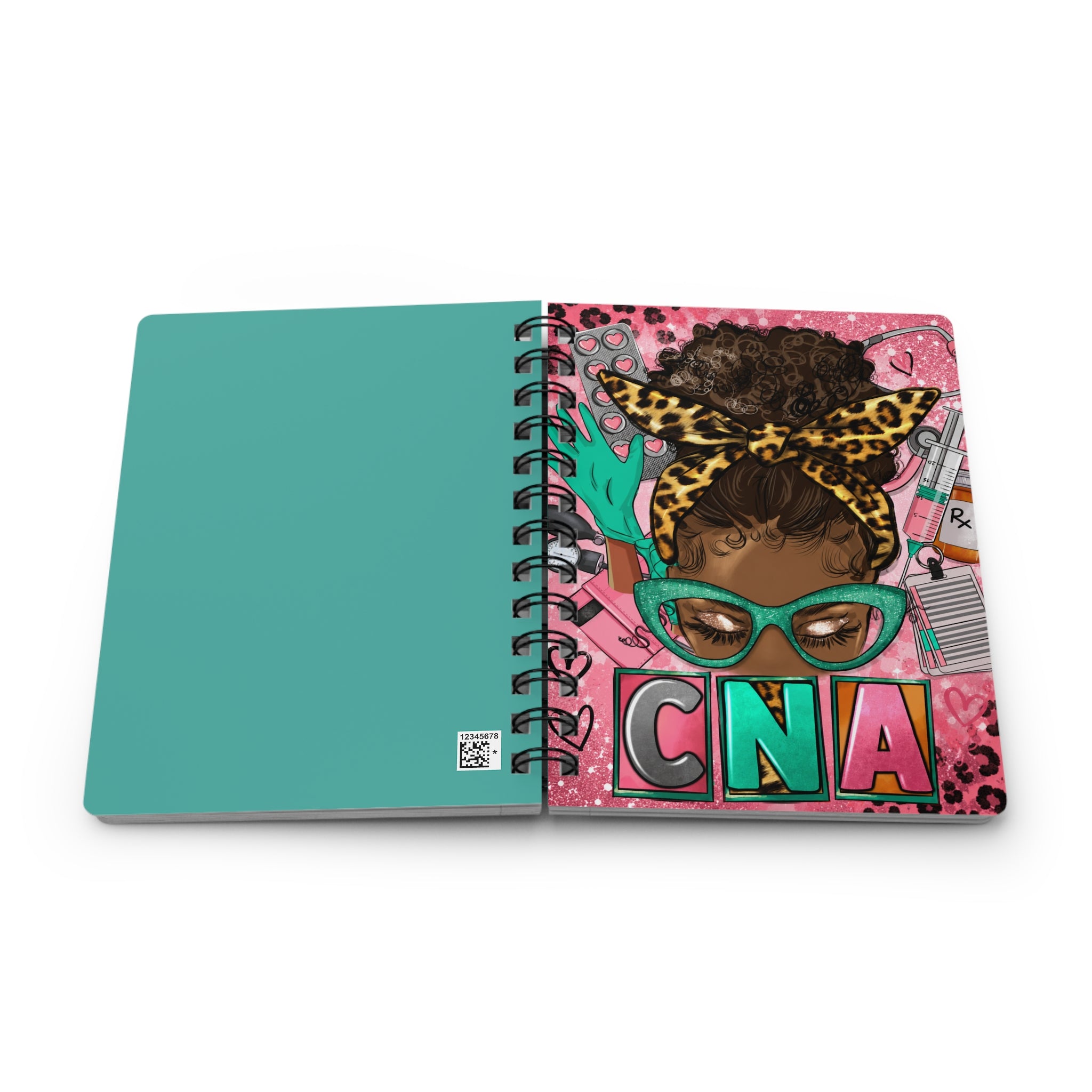 CNA Spiral Notebook — Cute Pink Leopard Medical Journal for Nurses