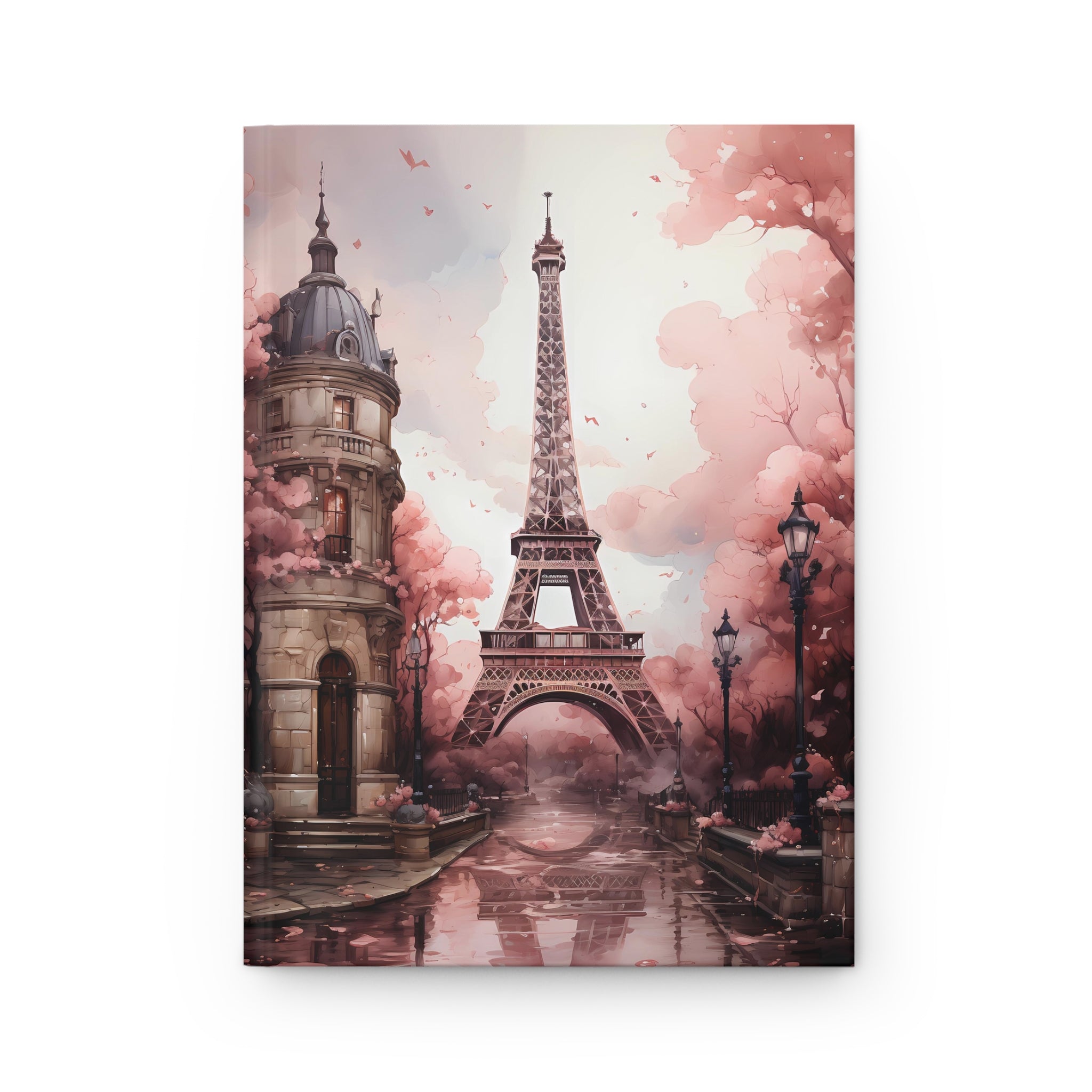 Paris Eiffel Tower Journal — Romantic Pink Cityscape Hardcover Notebook
