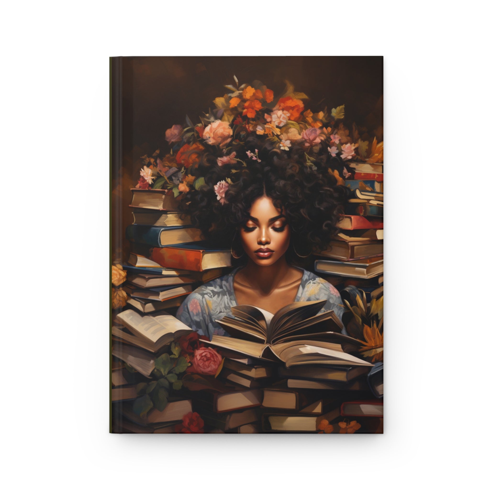 Floral Reader Hardcover Journal — Inspirational Portrait Notebook for Writers & Book Lovers