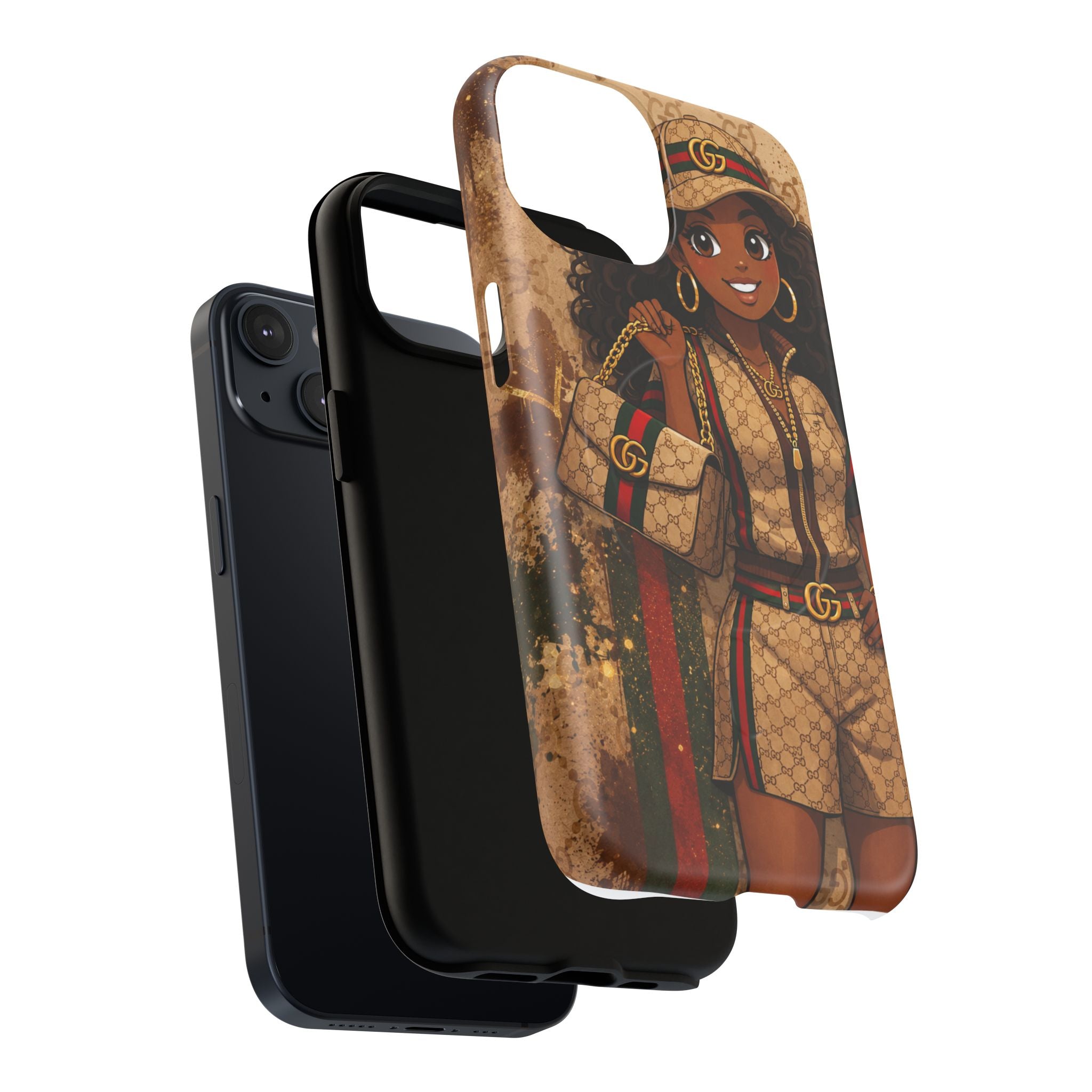 Luxury-Inspired Black Girl Phone Case — Stylish Magnetic Tough Case