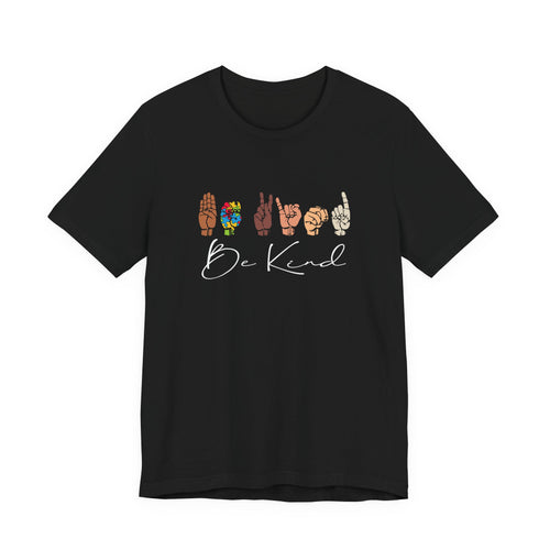 ASL 'Be Kind' hands illustration Tee | Inclusive sign language design