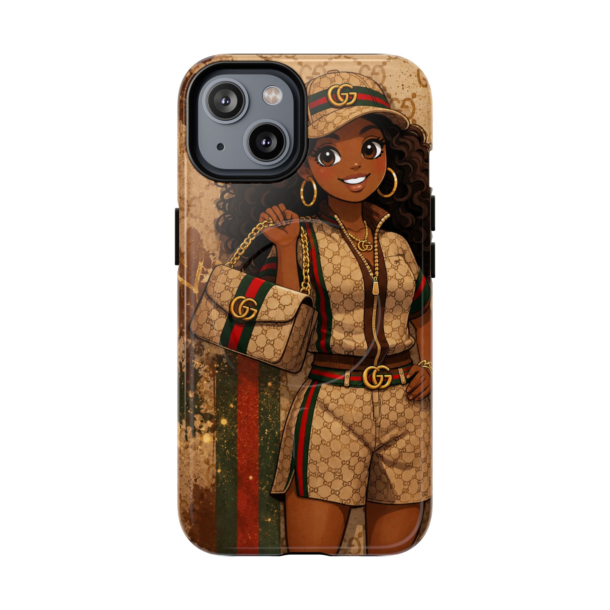 Luxury-Inspired Black Girl Phone Case — Stylish Magnetic Tough Case