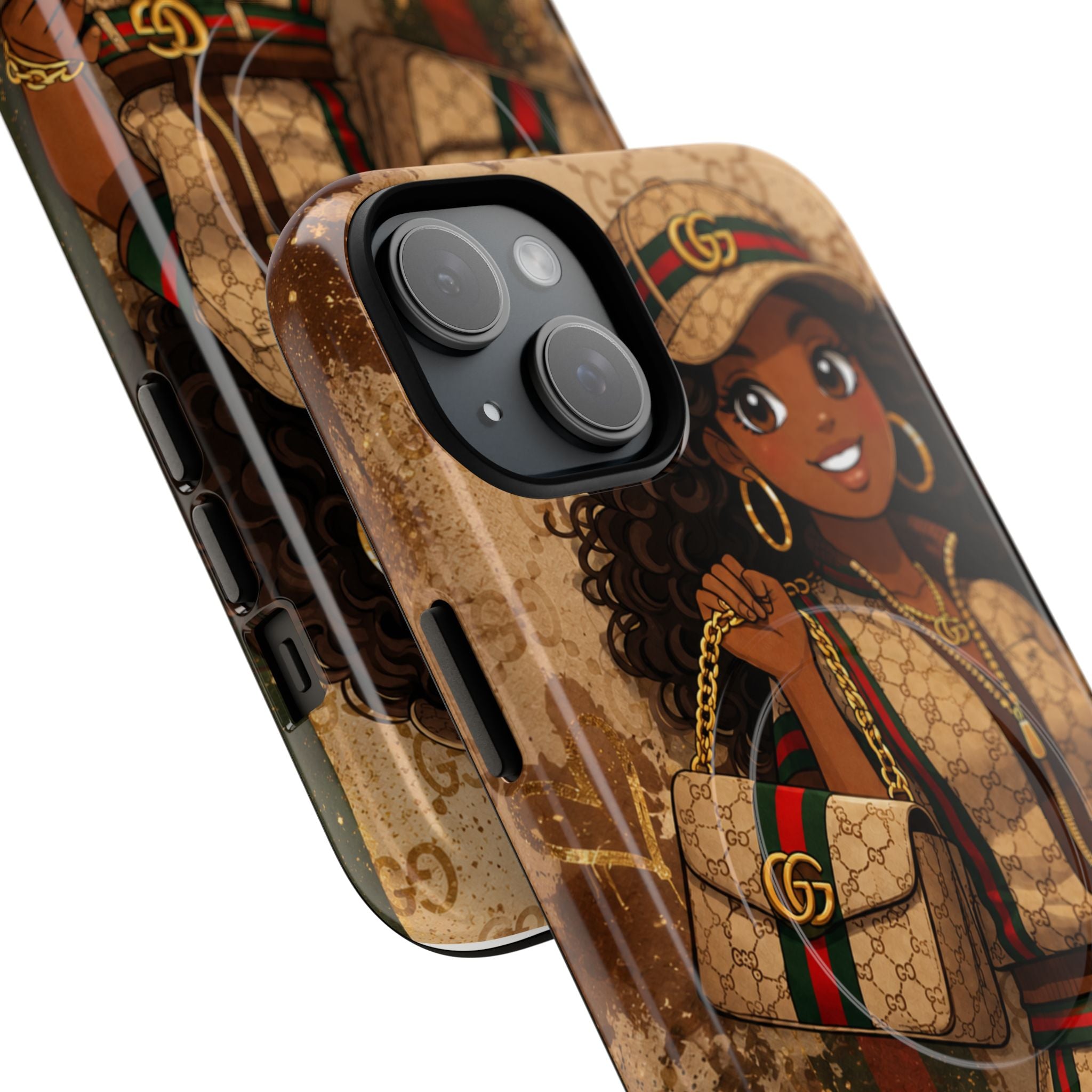 Luxury-Inspired Black Girl Phone Case — Stylish Magnetic Tough Case