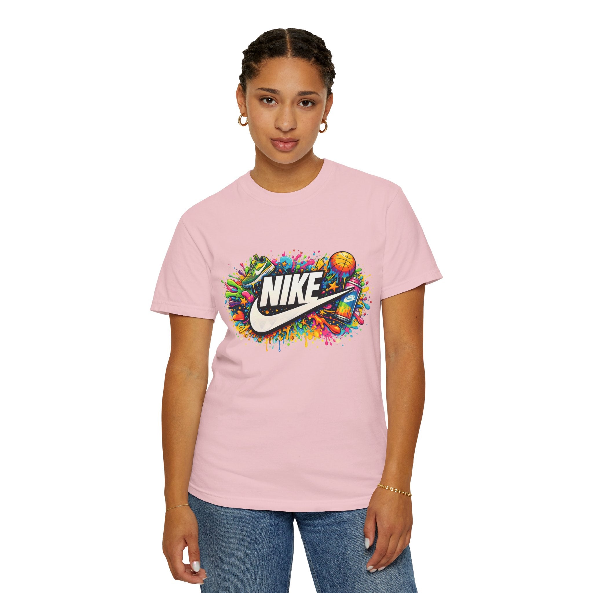 Basketball Swoosh Paint Splash T-Shirt — Colorful Sports Logo Graphic