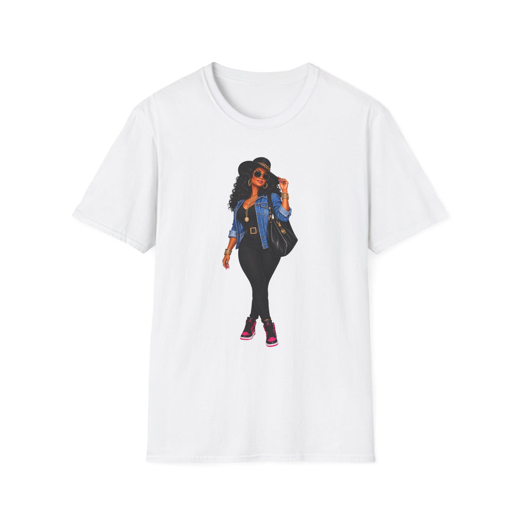 Stylish City Girl Graphic T-Shirt — Afro Chic Fashion Illustration
