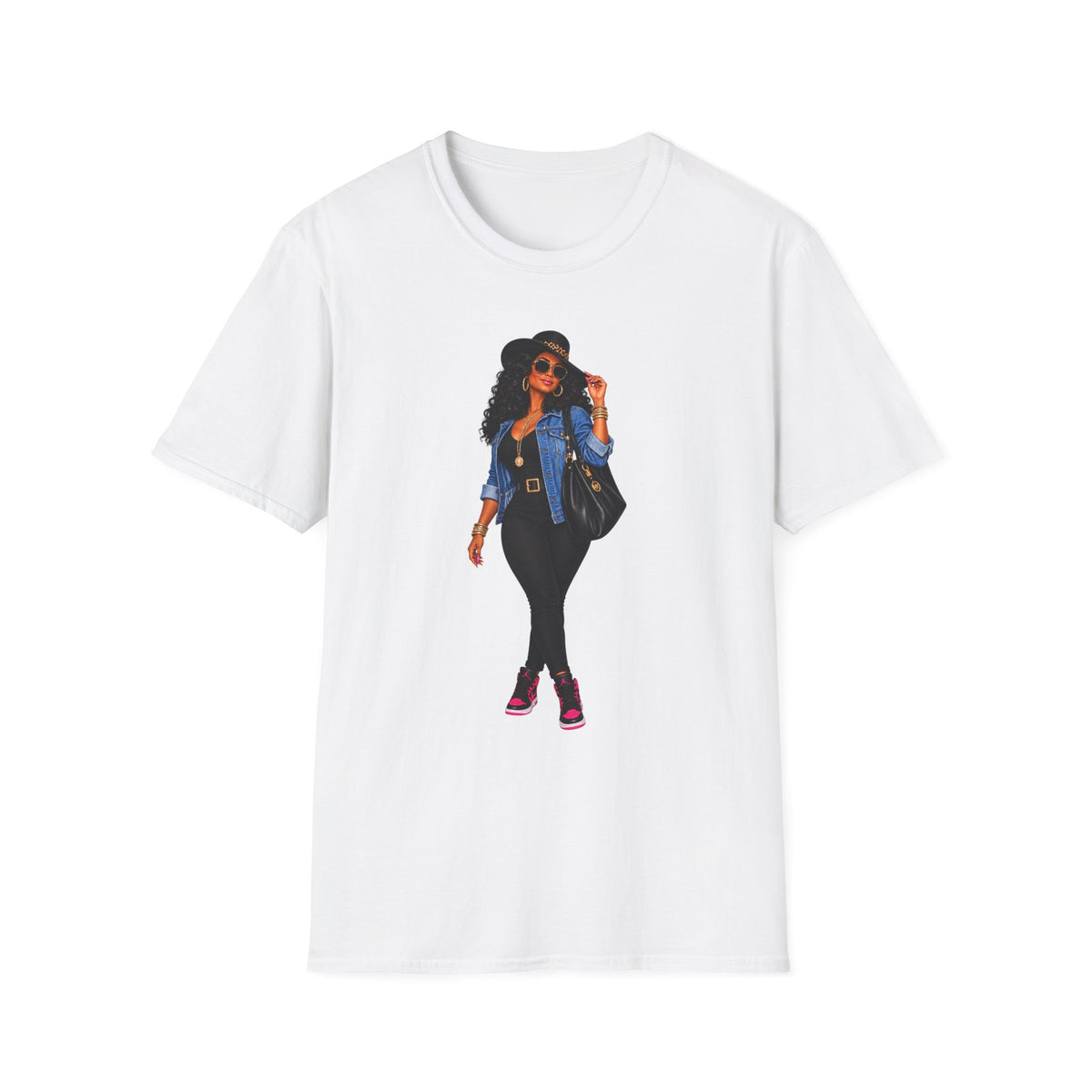 Stylish City Girl Graphic T-Shirt — Afro Chic Fashion Illustration