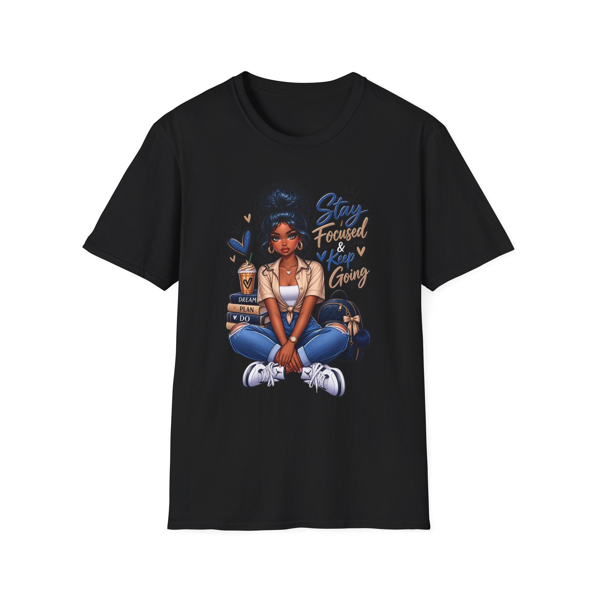 Stay Focused Keep Going T-Shirt — Motivational Graphic Tee for Ambitious Women