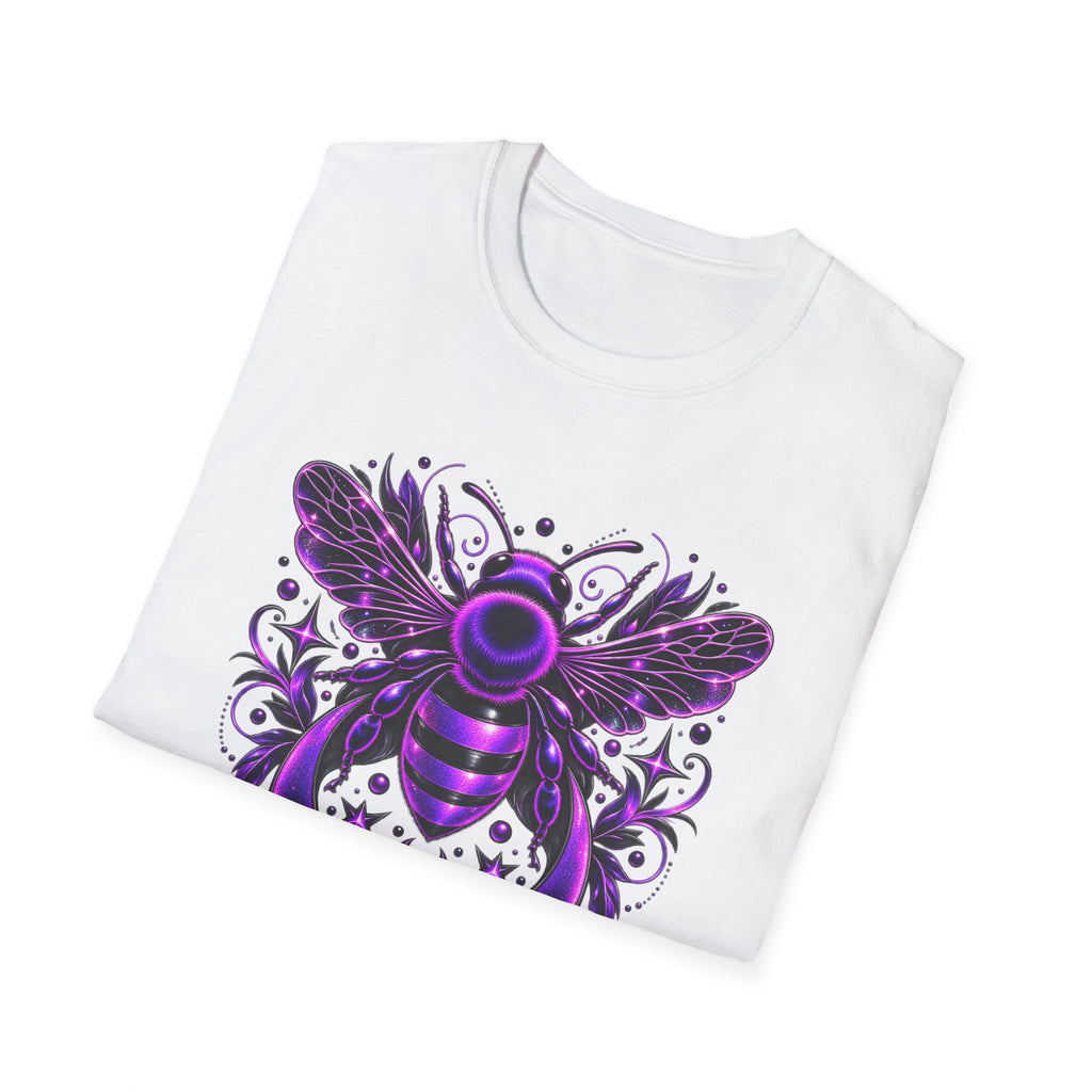 Mystic Purple Bee T-Shirt — Gothic Moon & Stars Graphic Tee