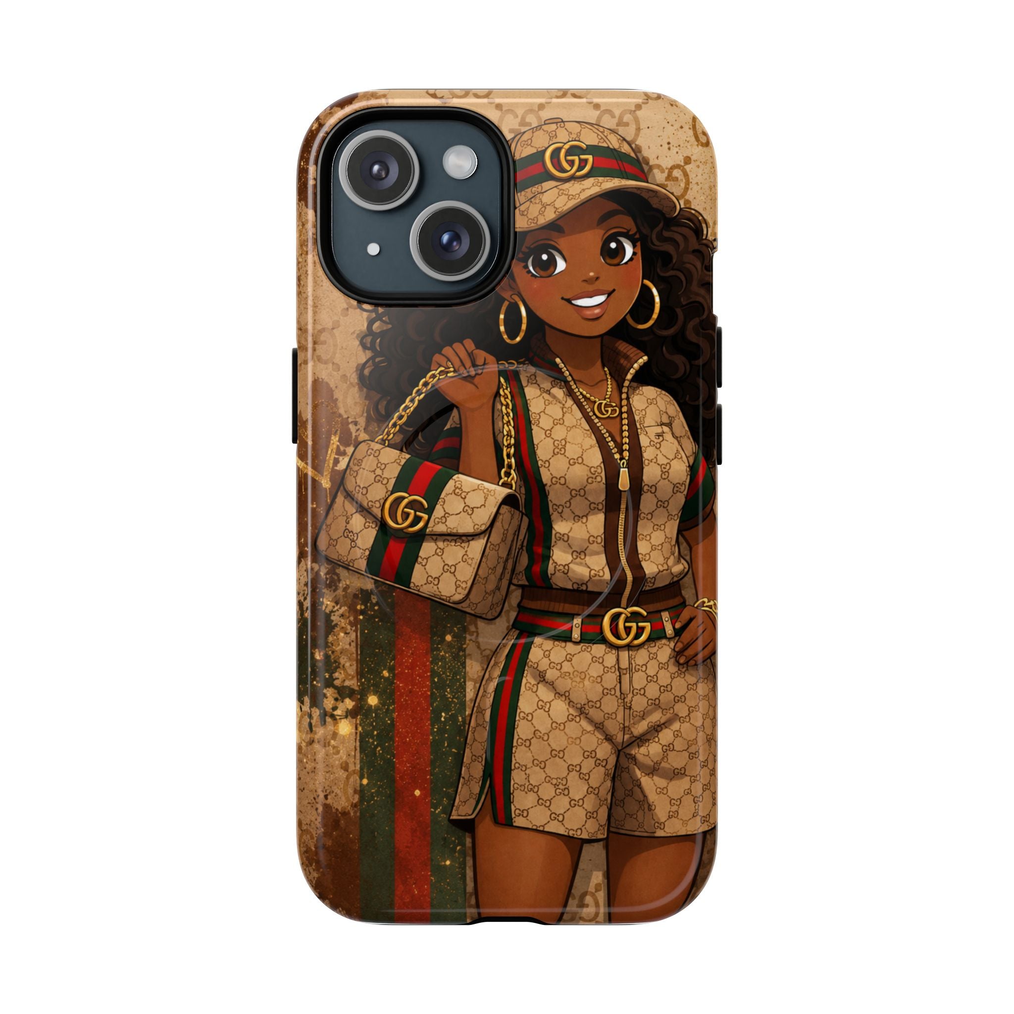 Luxury-Inspired Black Girl Phone Case — Stylish Magnetic Tough Case