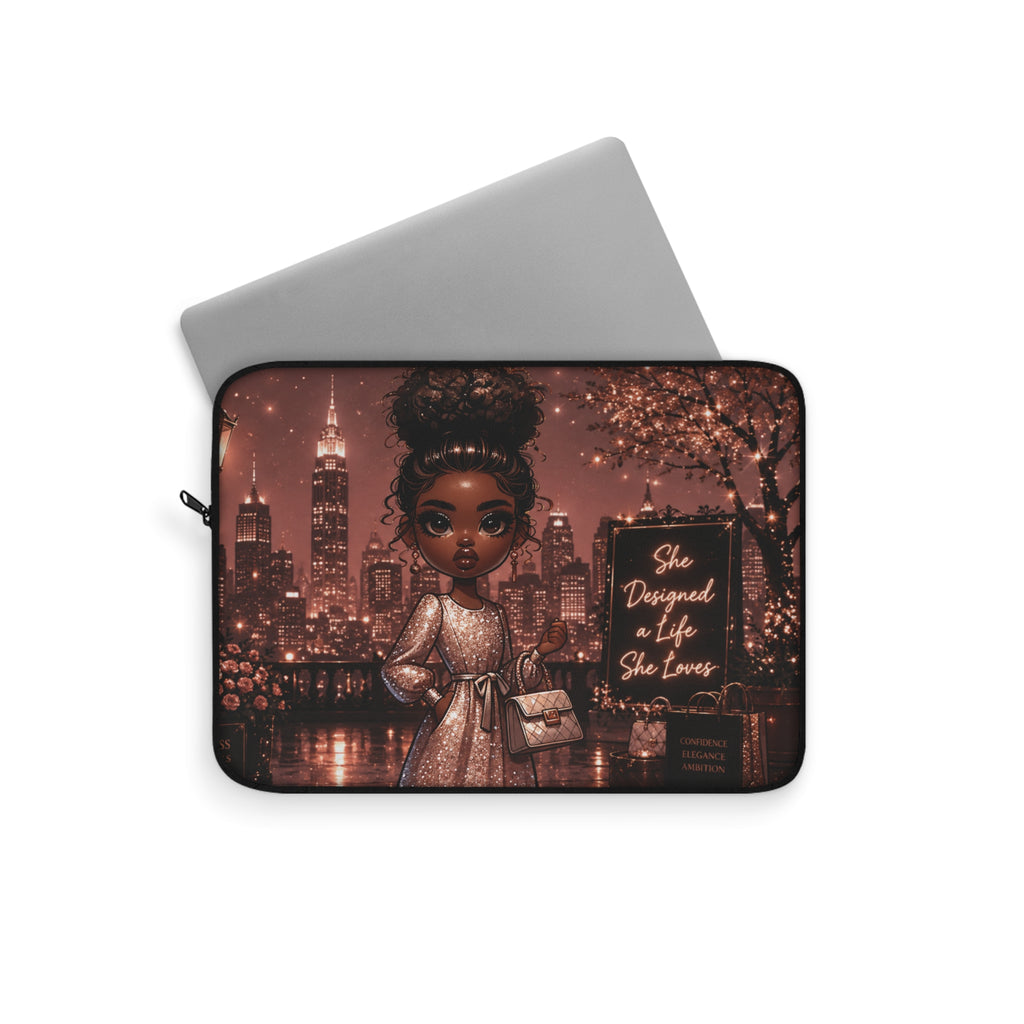Laptop Sleeve — 'She Designed a Life She Loves' Chic City Girl Sleeve