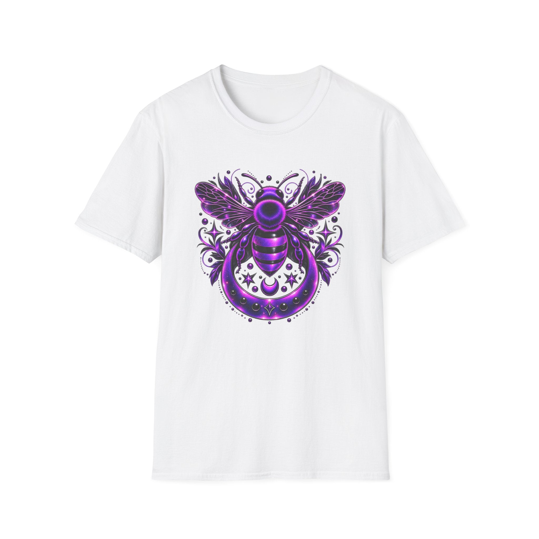 Mystic Purple Bee T-Shirt — Gothic Moon & Stars Graphic Tee