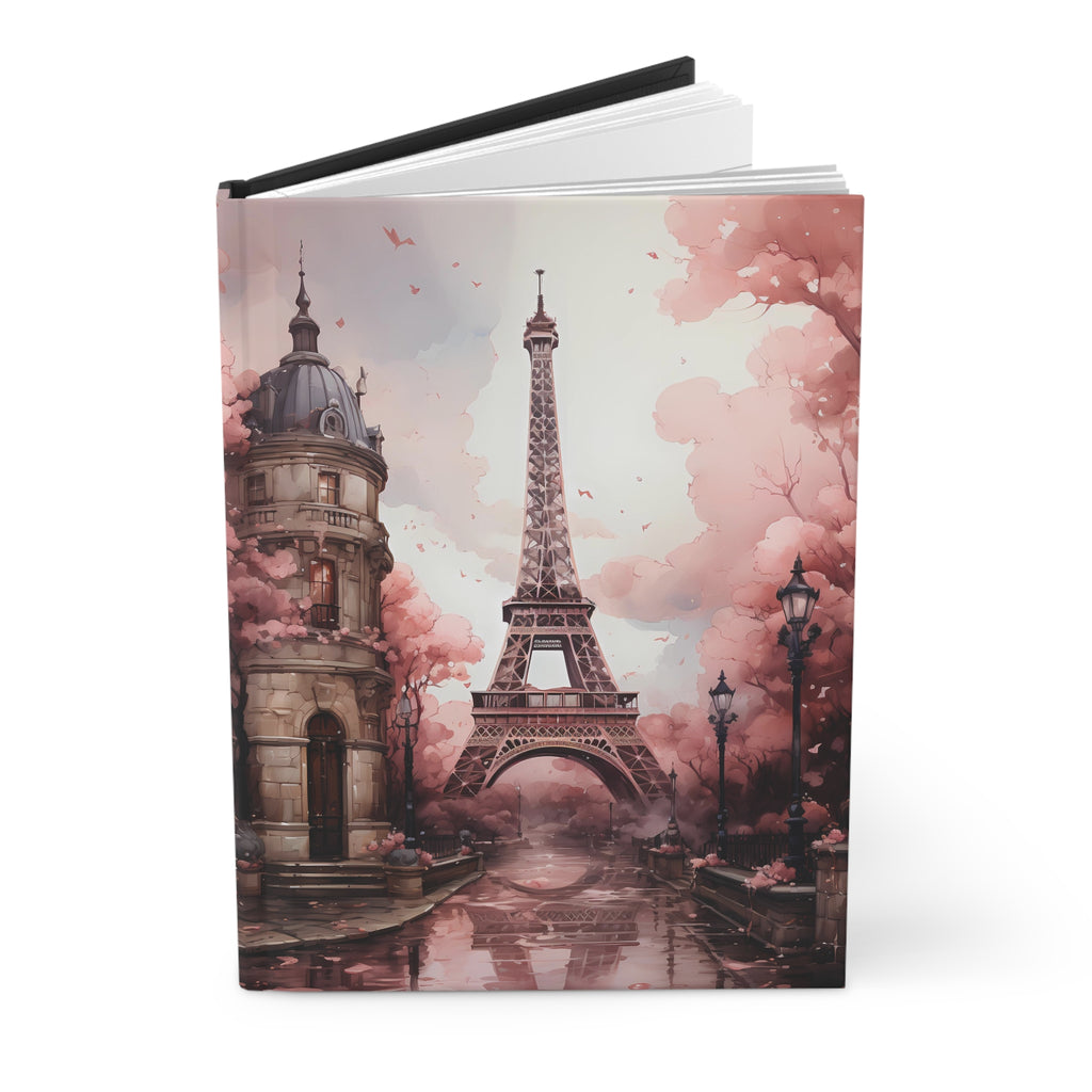 Paris Eiffel Tower Journal — Romantic Pink Cityscape Hardcover Notebook