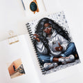 Stylish Curly-Haired Girl Hoodie Illustration Spiral Notebook | Ruled