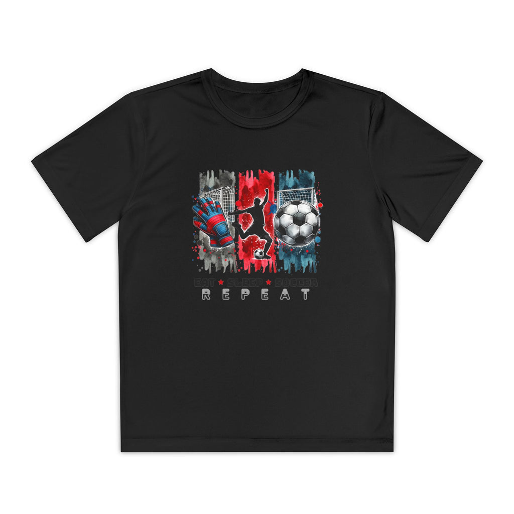 Youth Soccer Tee - "Eat • Sleep • Soccer • Repeat" Graphic