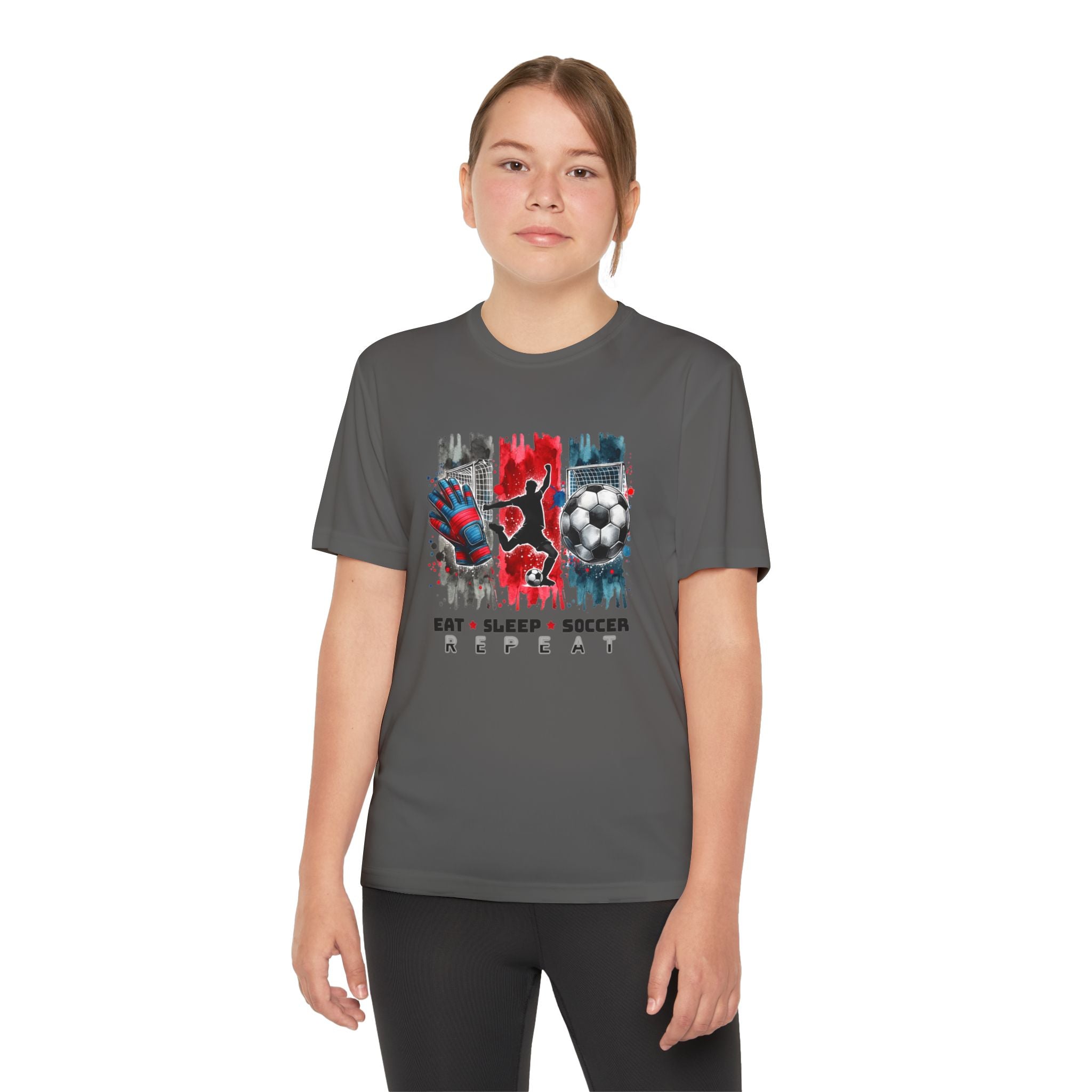 Youth Soccer Tee - "Eat • Sleep • Soccer • Repeat" Graphic