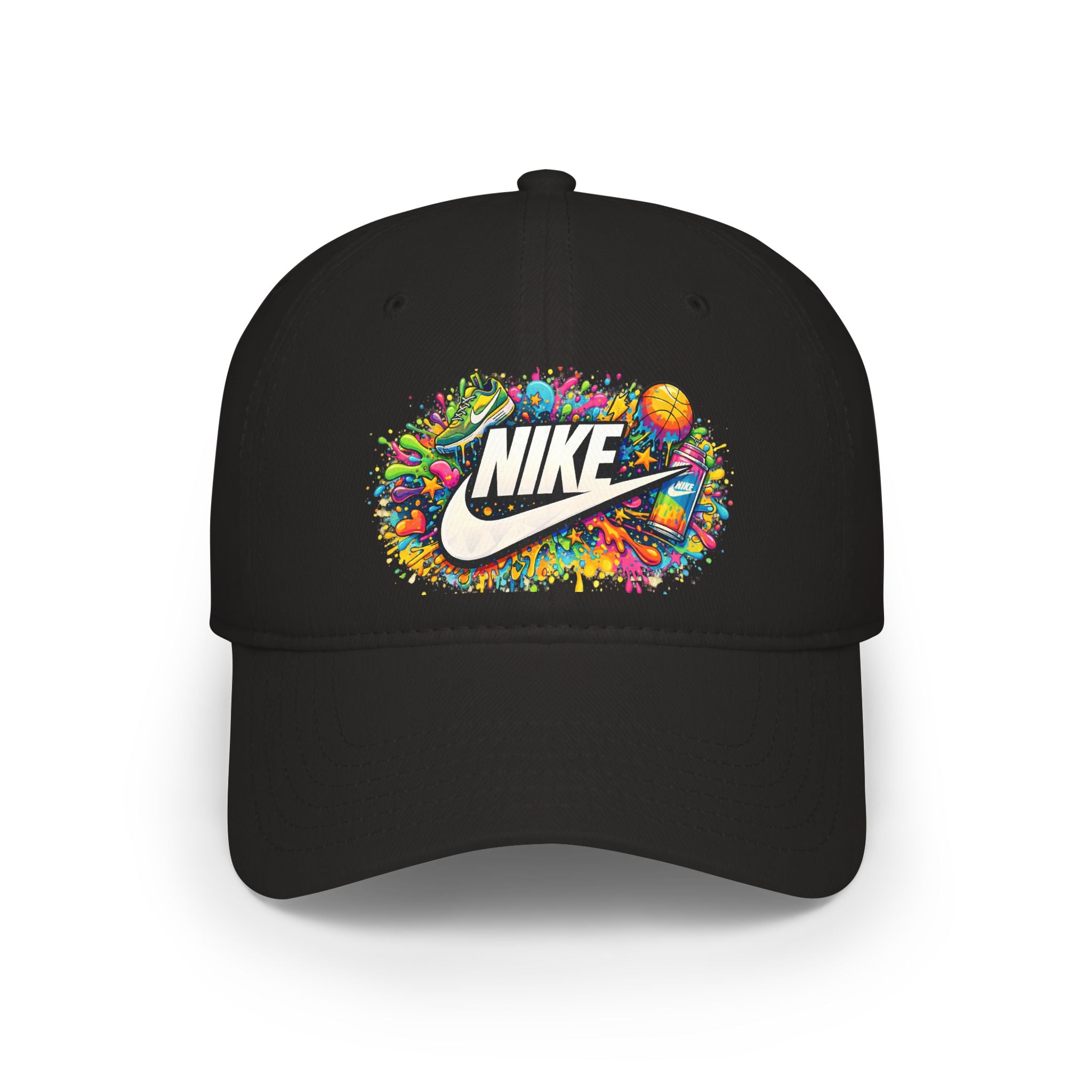 Paint Splatter Low Profile Baseball Cap — Colorful Nike Logo Splash