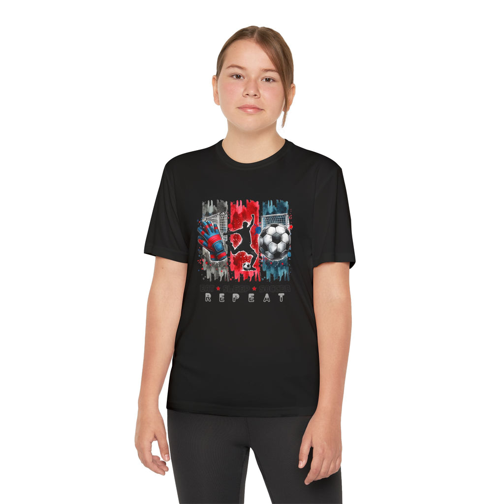 Youth Soccer Tee - "Eat • Sleep • Soccer • Repeat" Graphic