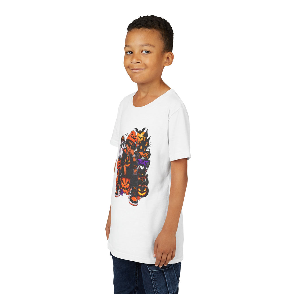 Halloween Kid's T‑Shirt – Trick or Treat Pumpkin Crew Graphic Tee