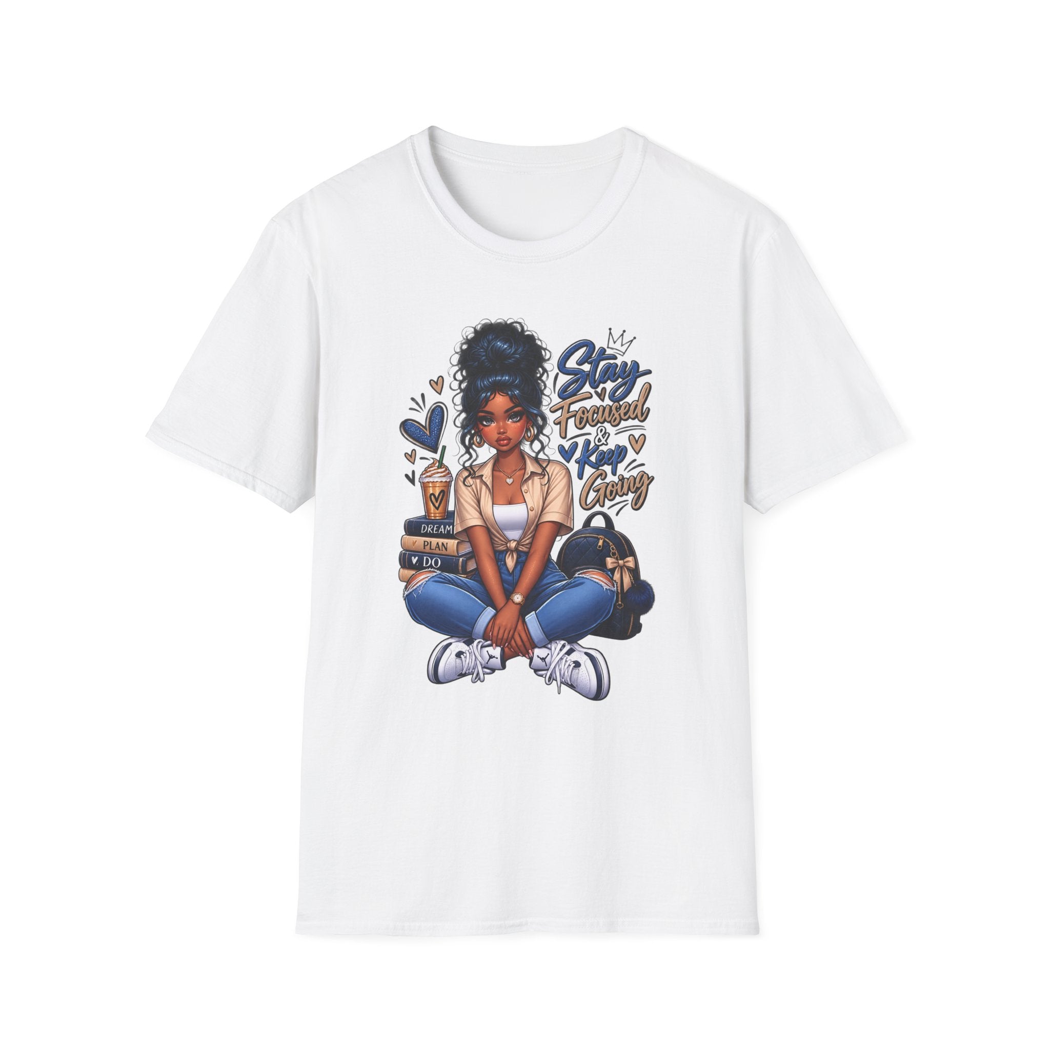 Stay Focused Keep Going T-Shirt — Motivational Graphic Tee for Ambitious Women