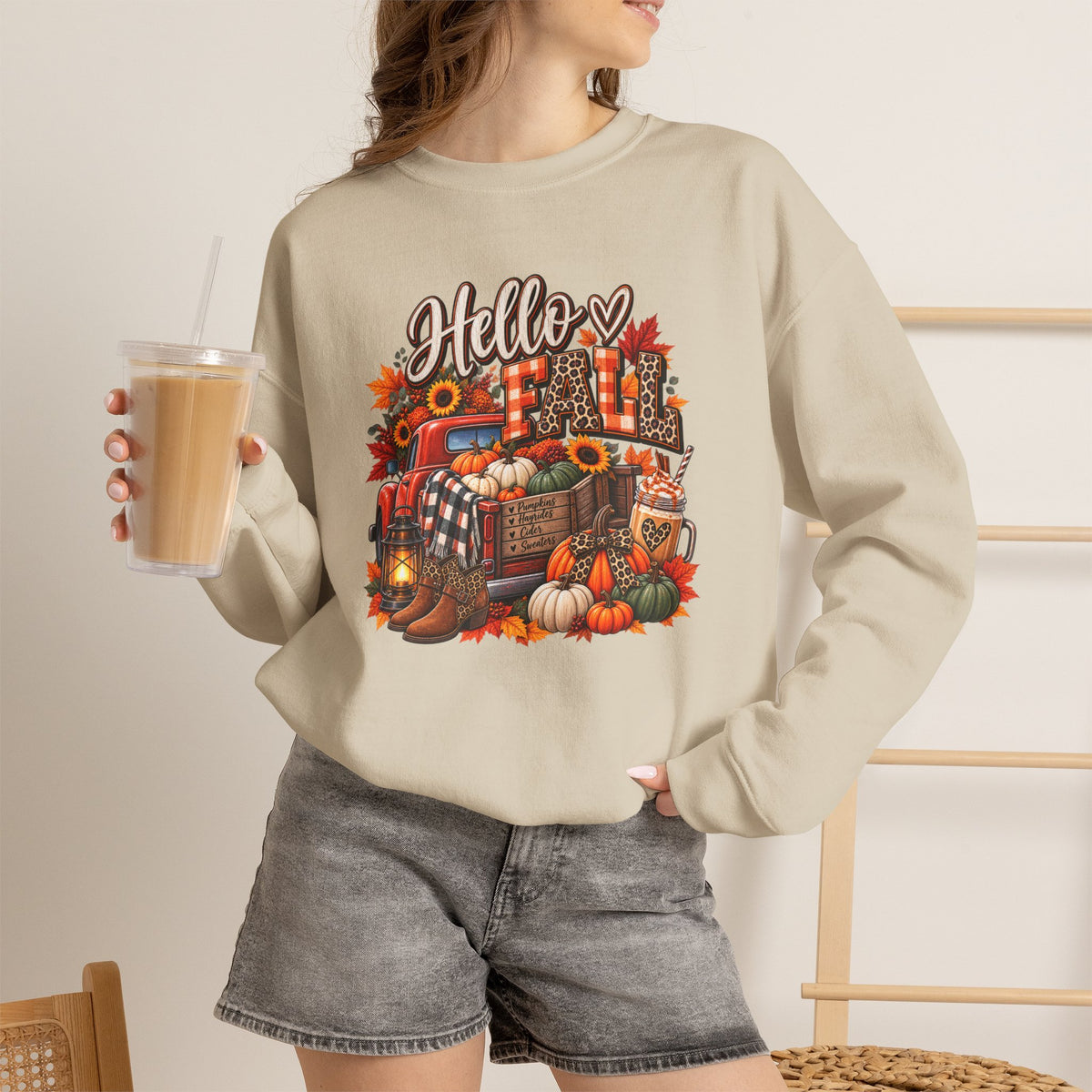 Autumn Pumpkin Crewneck Sweatshirt | Cozy Fall Graphic