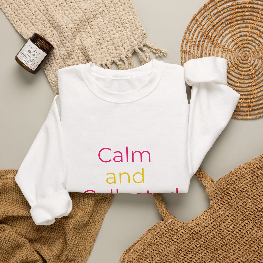 Calm and Collected Crewneck Sweatshirt — Minimal Pastel Relaxation Pullover