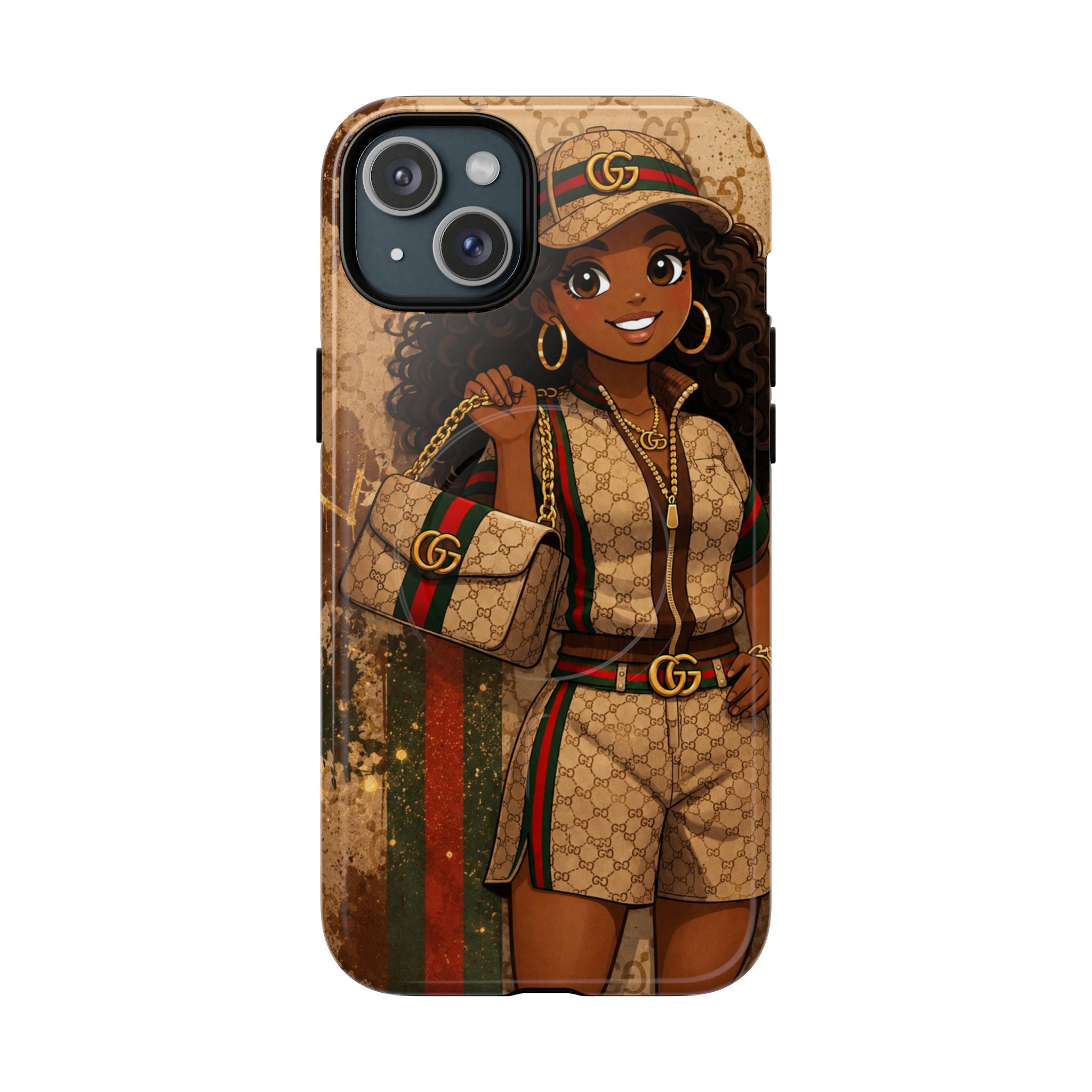 Luxury-Inspired Black Girl Phone Case — Stylish Magnetic Tough Case