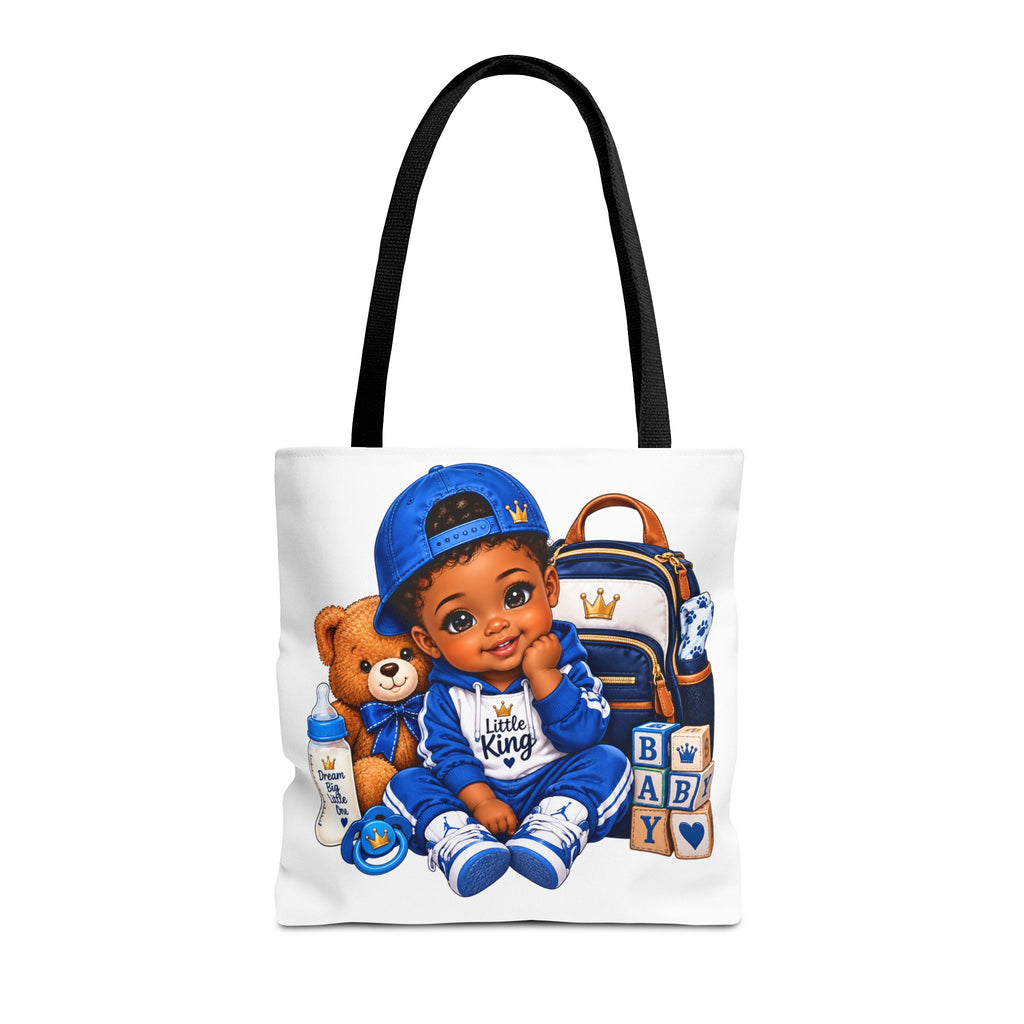 Baby Boy Tote Bag — 'Little King' Blue Nursery Illustration