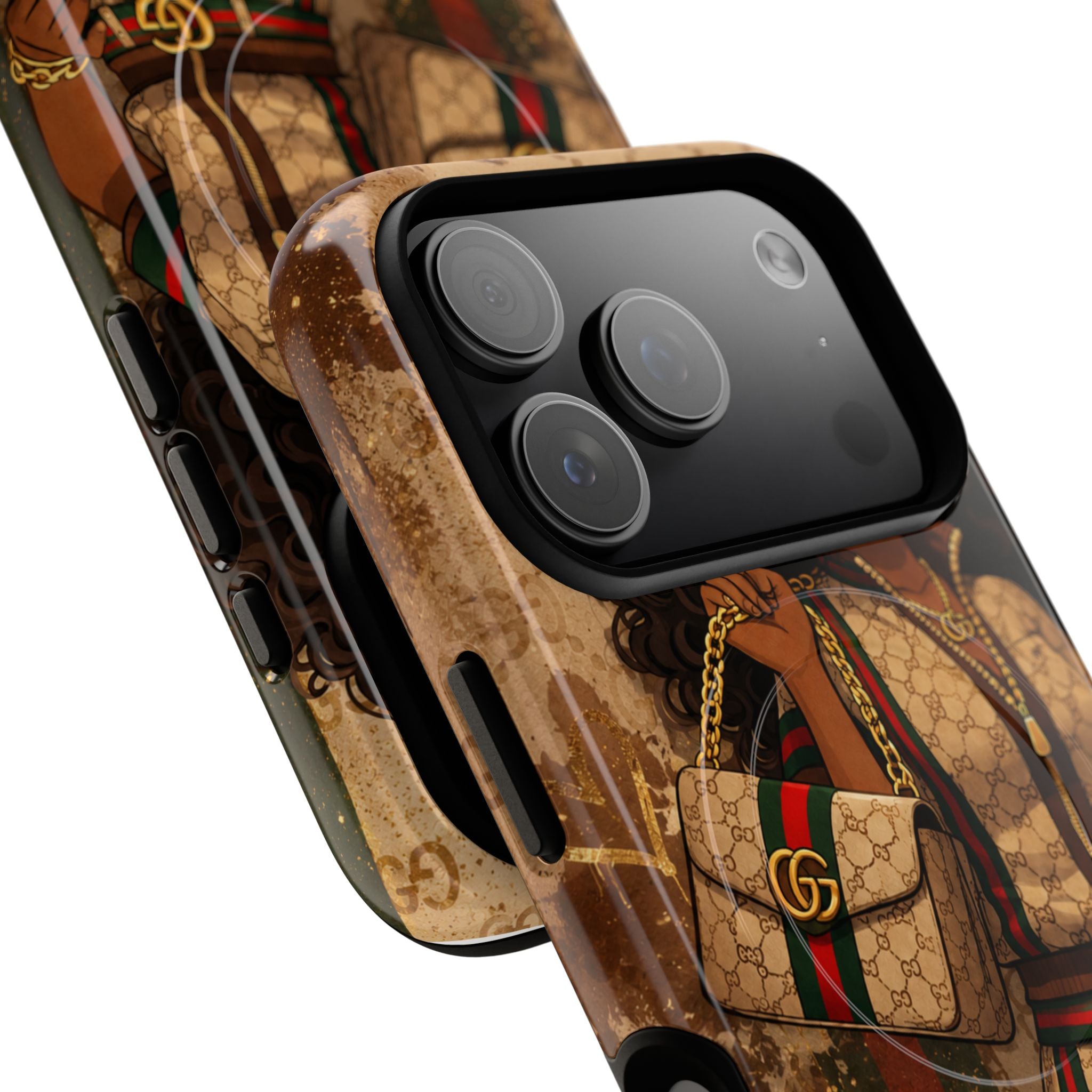 Luxury-Inspired Black Girl Phone Case — Stylish Magnetic Tough Case