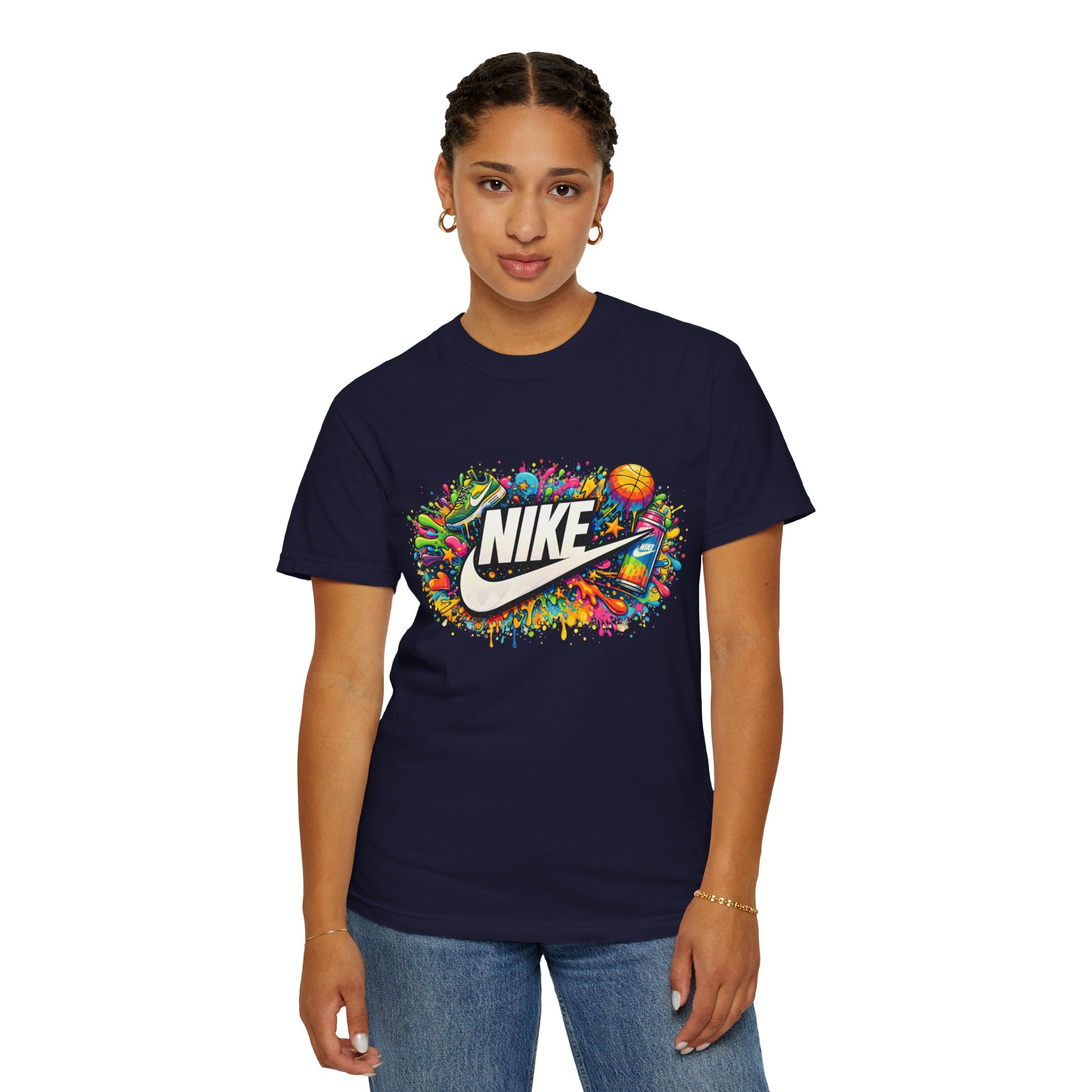 Basketball Swoosh Paint Splash T-Shirt — Colorful Sports Logo Graphic