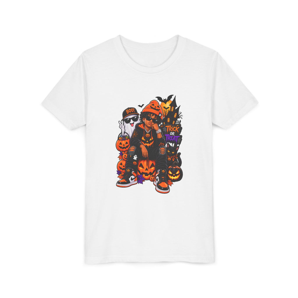 Halloween Kid's T‑Shirt – Trick or Treat Pumpkin Crew Graphic Tee